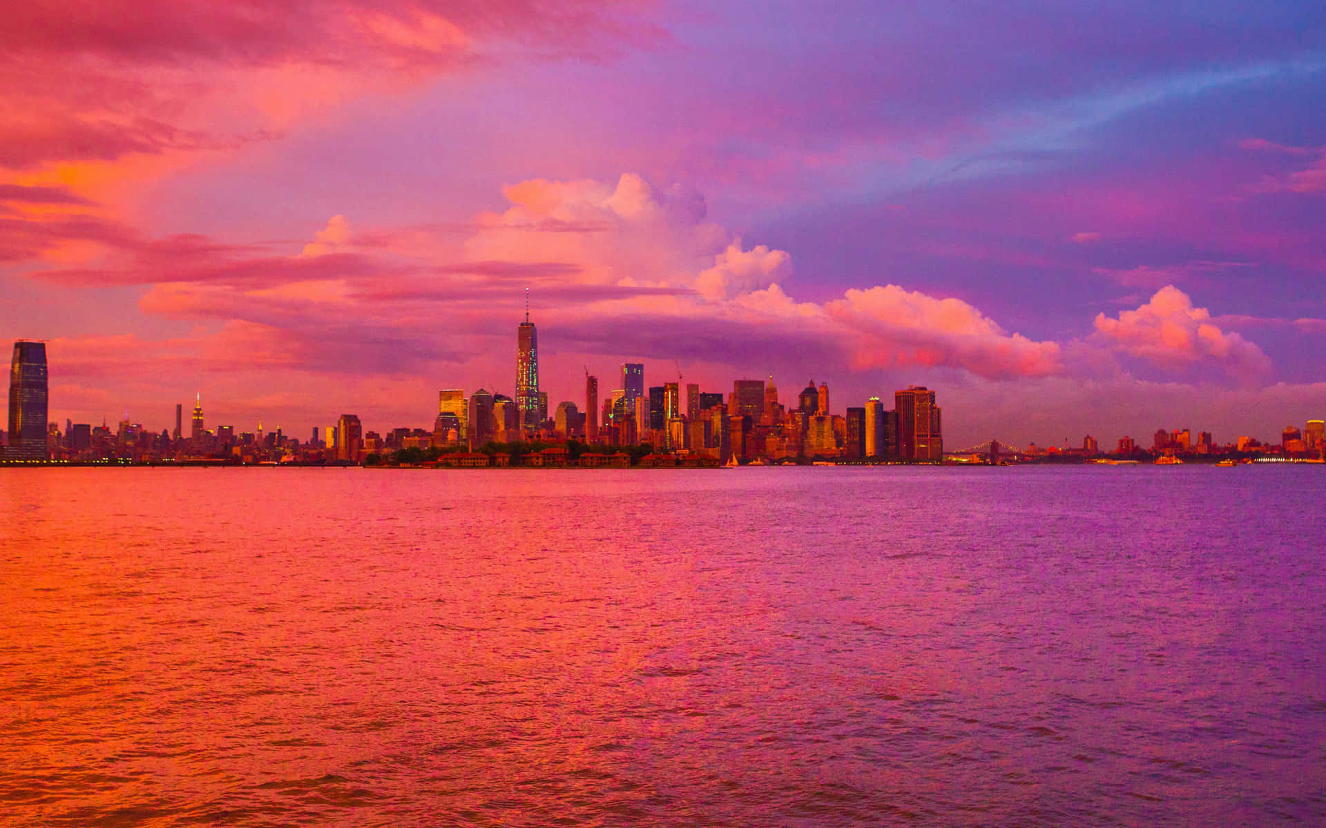 Orange Sky New York City 4k Ultra Hd Background