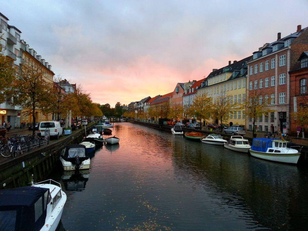 Orange Sky Of Copenhagen Background