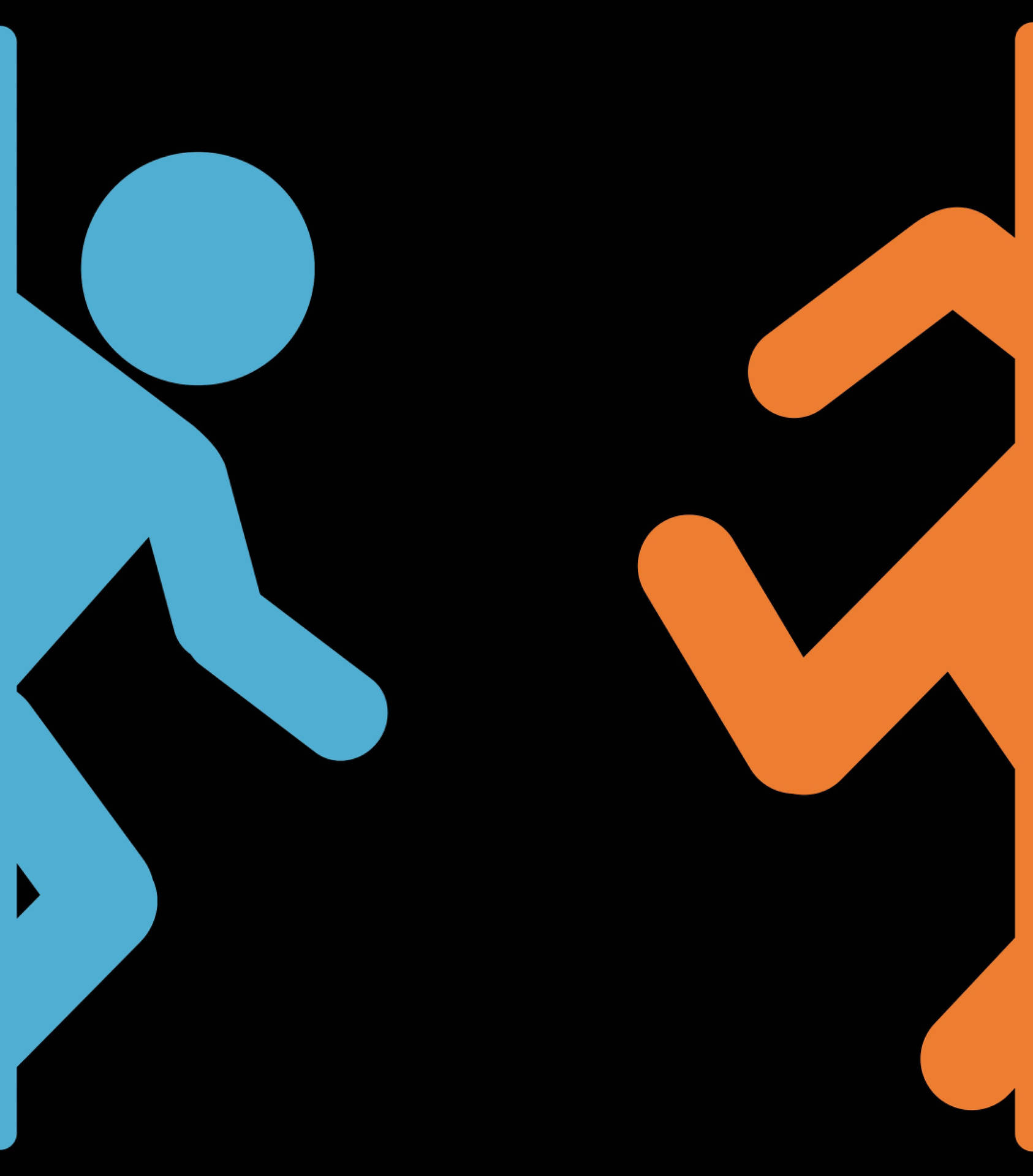 Orange Stick Figure Portal 2 Dual Screen Background