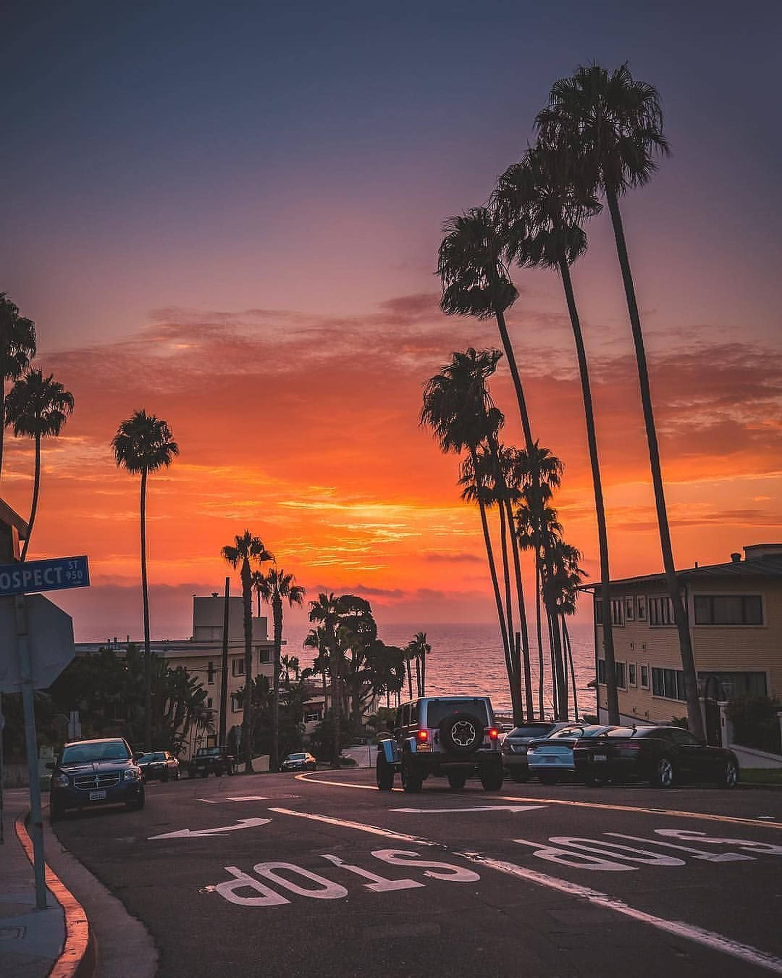 Orange Sunset Boulevard Background