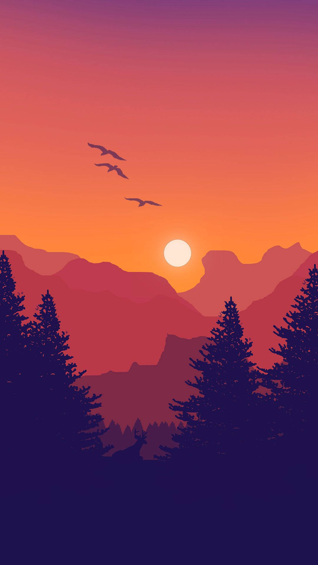 Orange Sunset Sky Illustration Iphone Background