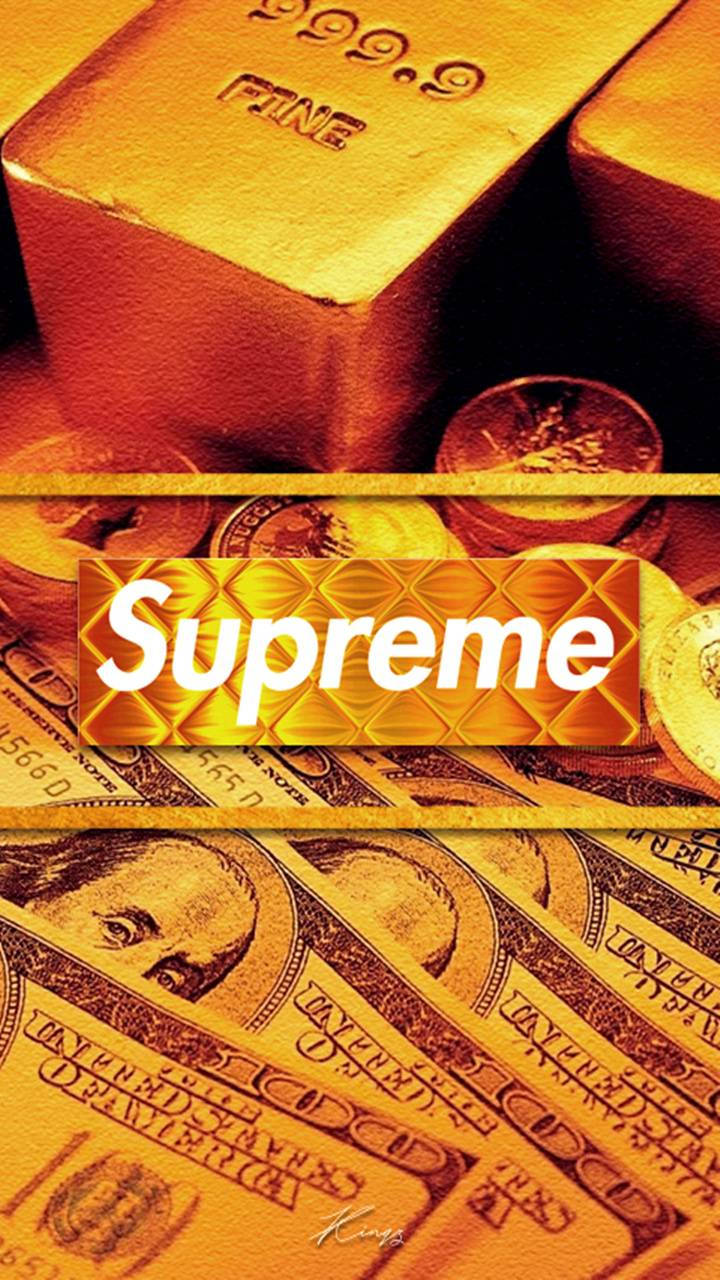 Orange Supreme Gold And Money Background