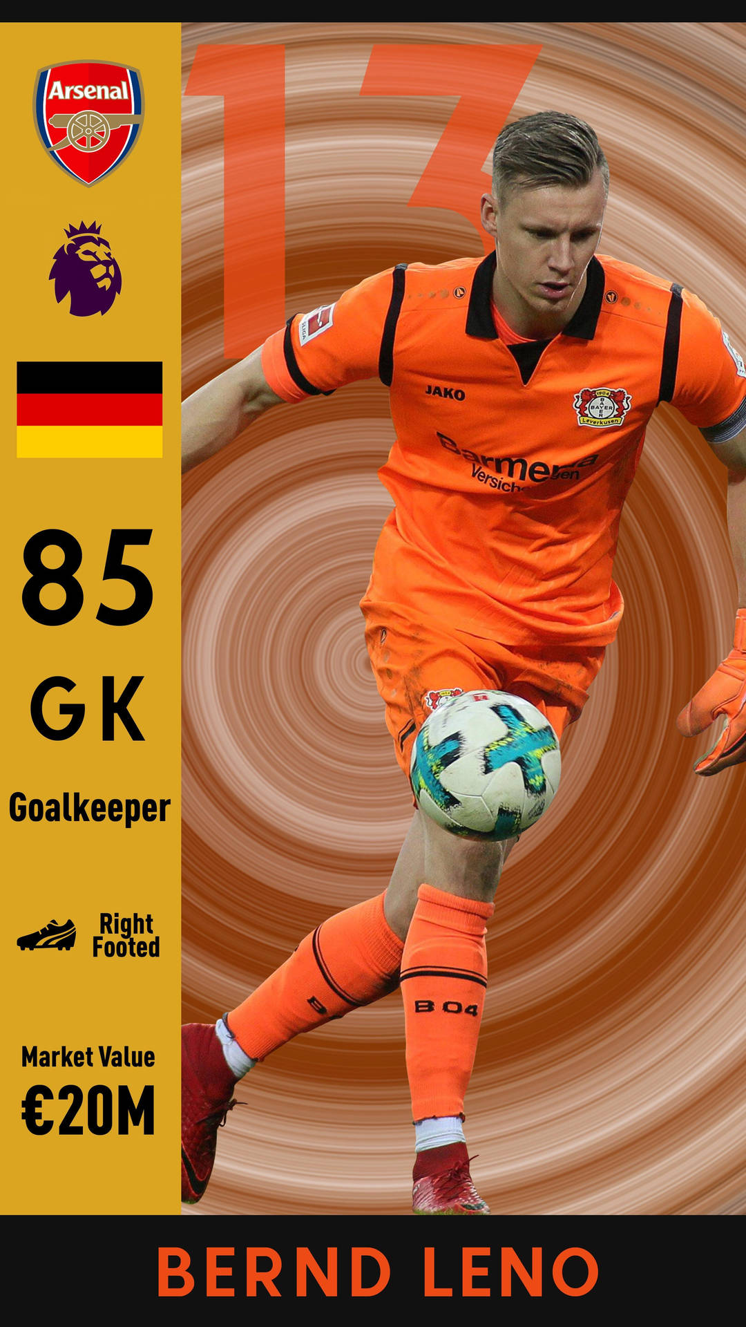 Orange-themed Bernd Leno Background