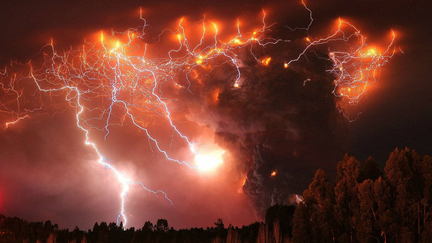 Orange Thunderstorm Background