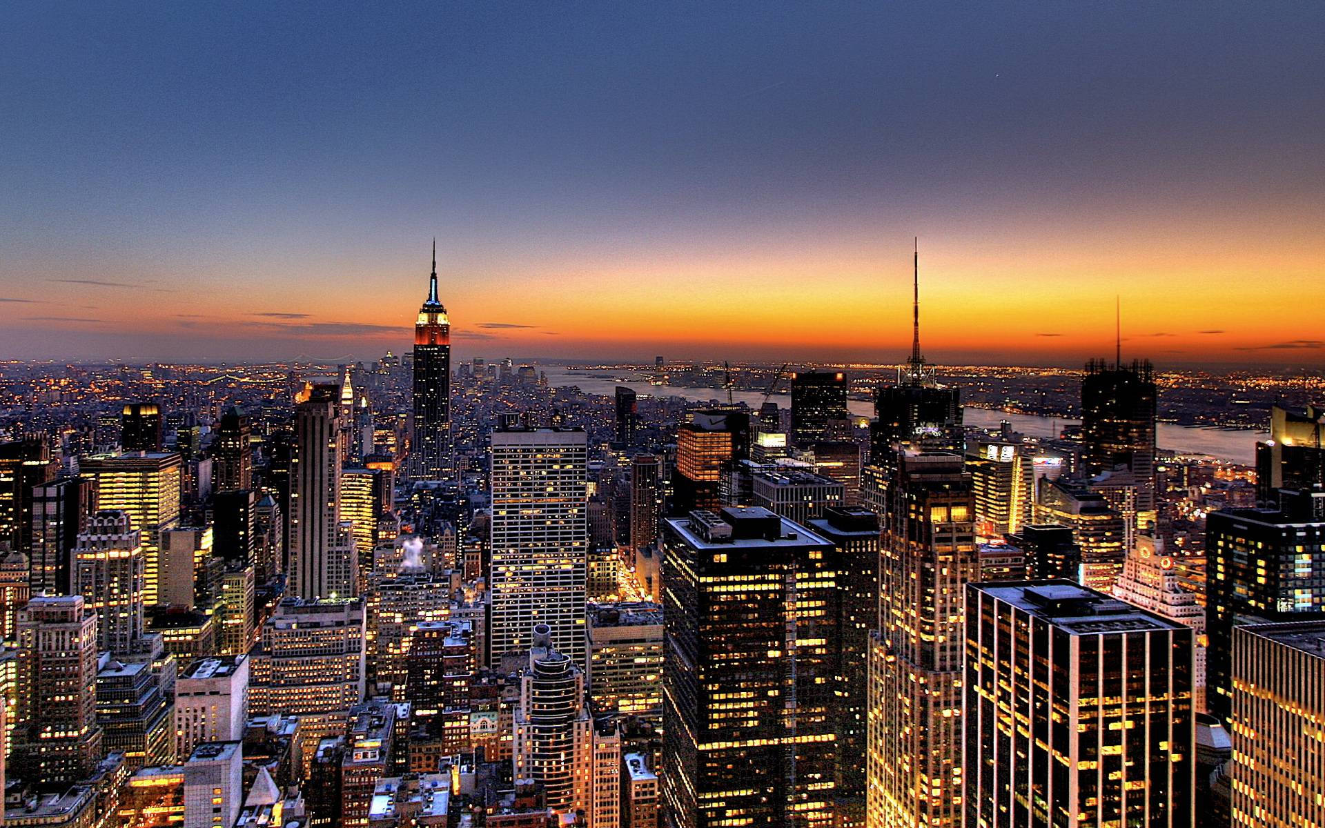 Orange-tinged New York Skyline Background