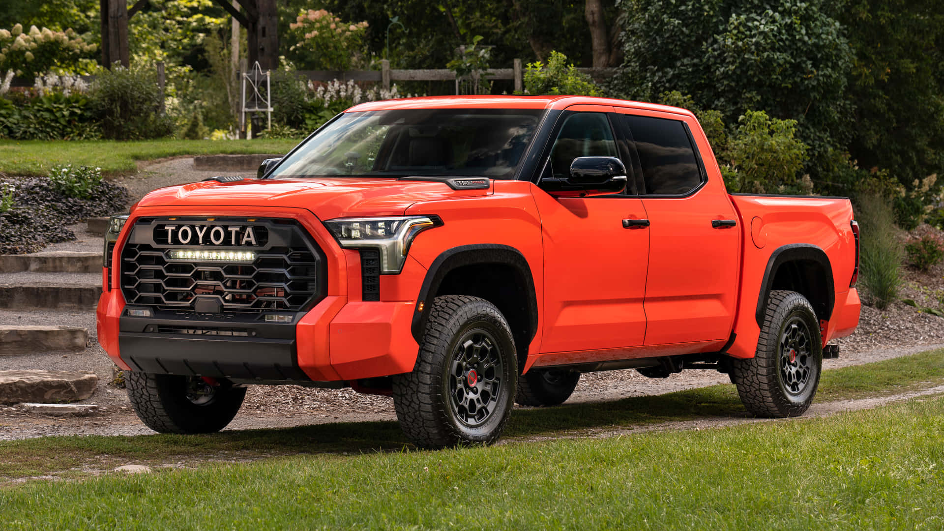 Orange Tundra Pickup Truck Background