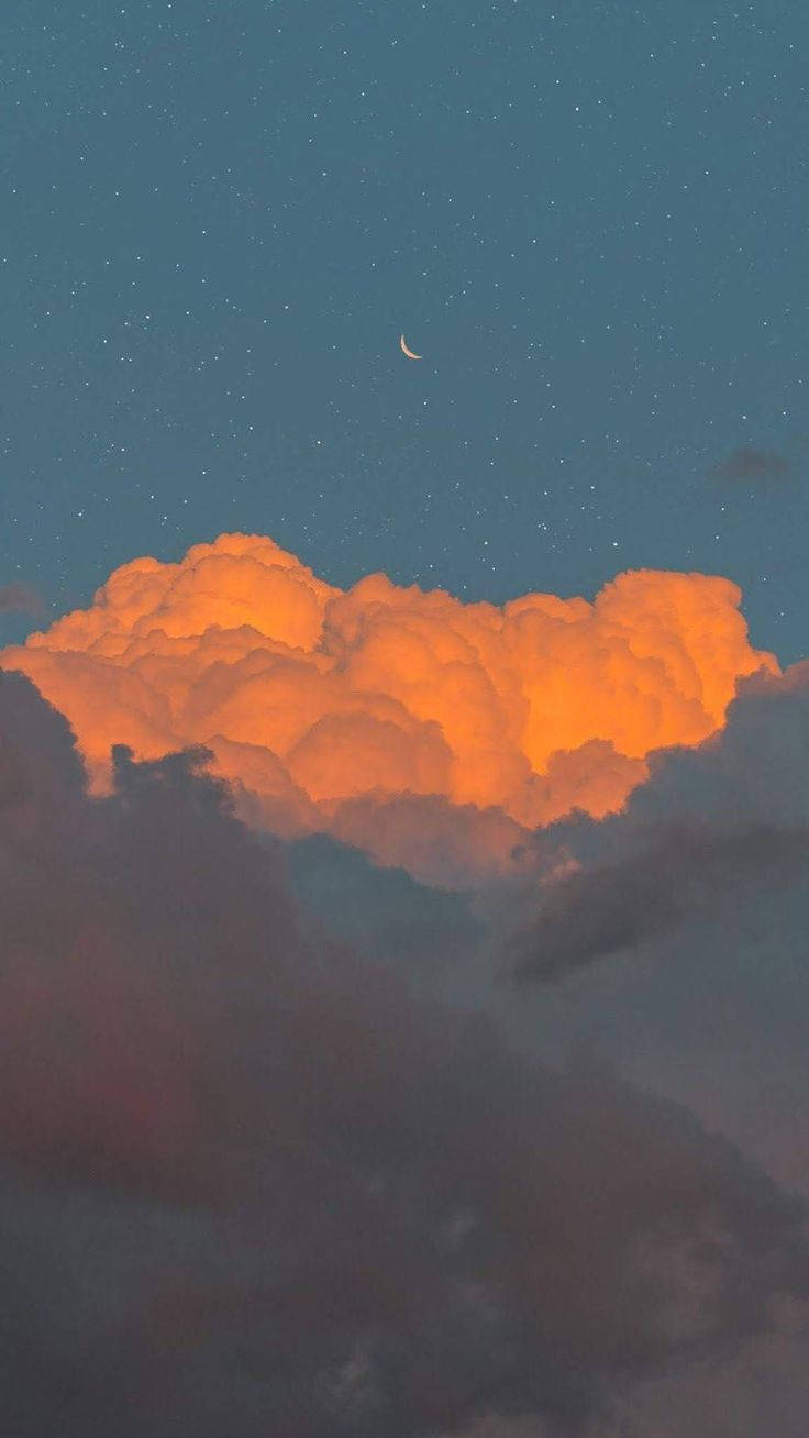 Orange Vintage Aesthetic Clouds Starry