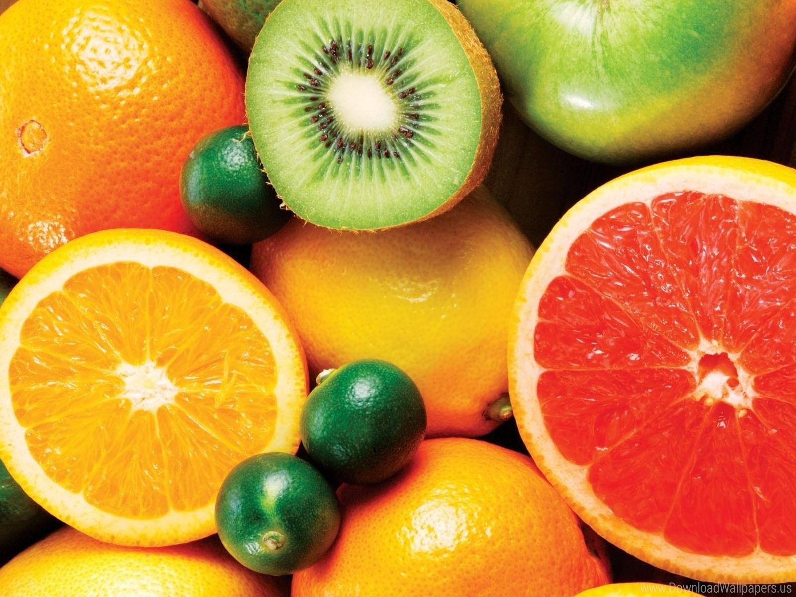 Oranges Key Limes Kiwi And Grapefruits Background