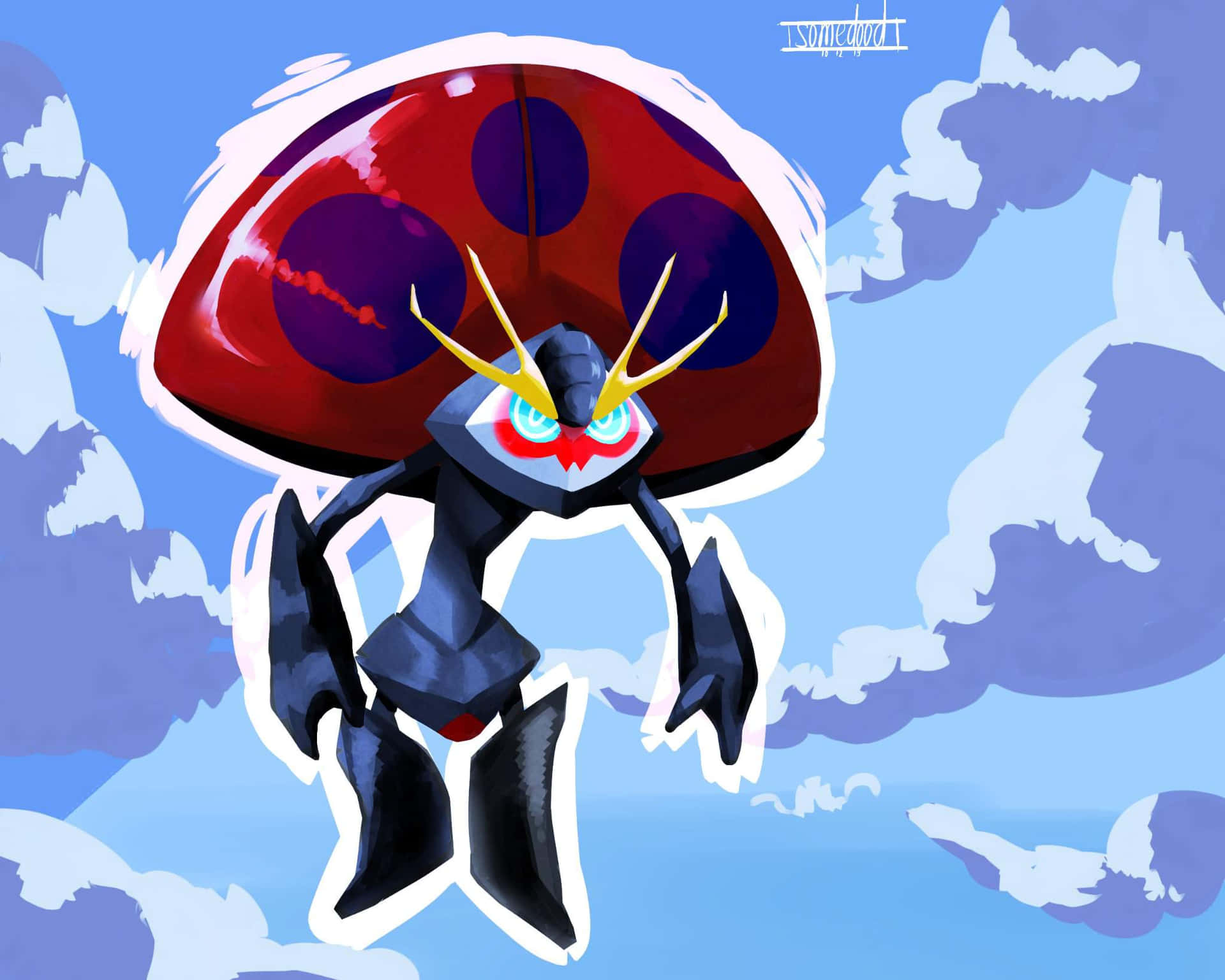Orbeetle Pokémon Enveloped In Mysterious Smoke Background