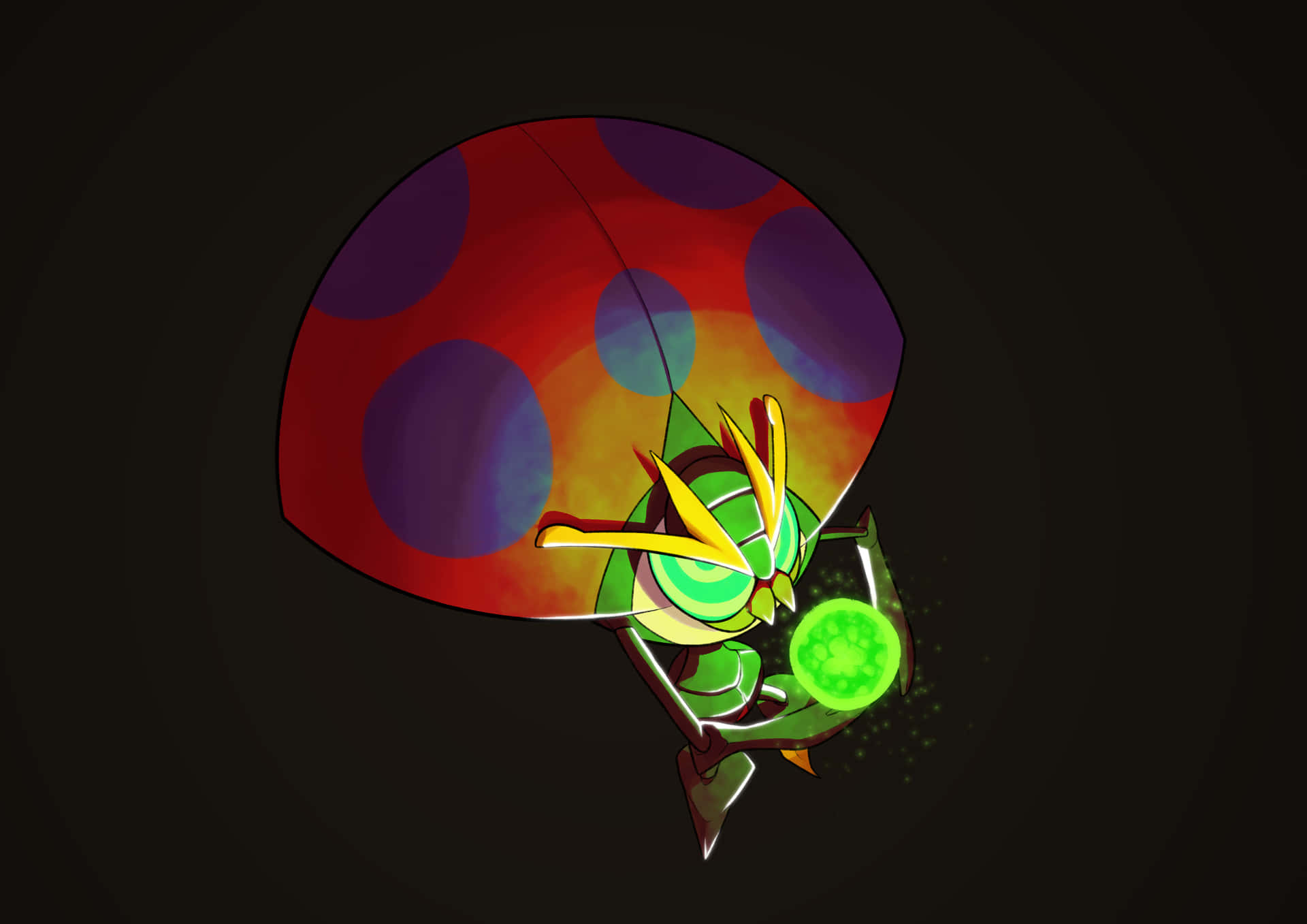 Orbeetle With Glowing Green Ball
