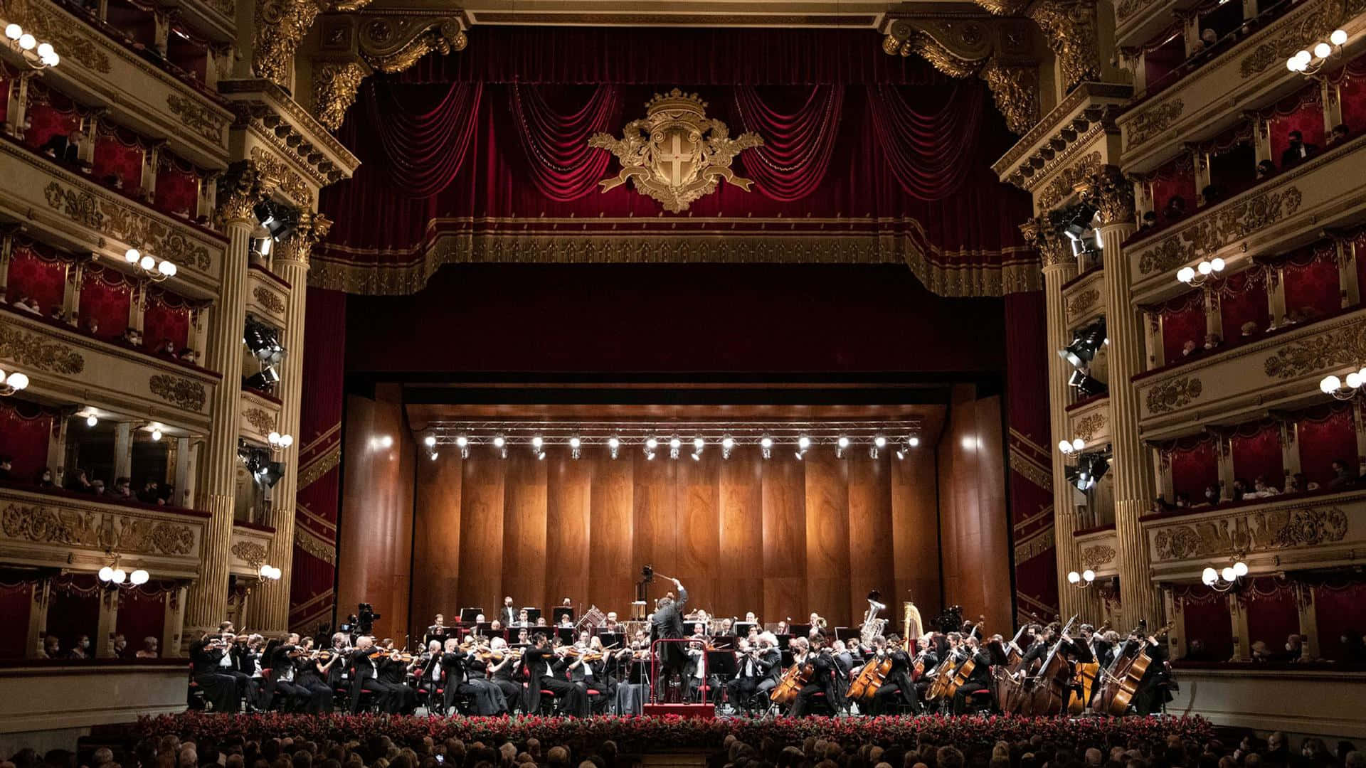 Orchestra Performing At La Scala Opera House Background