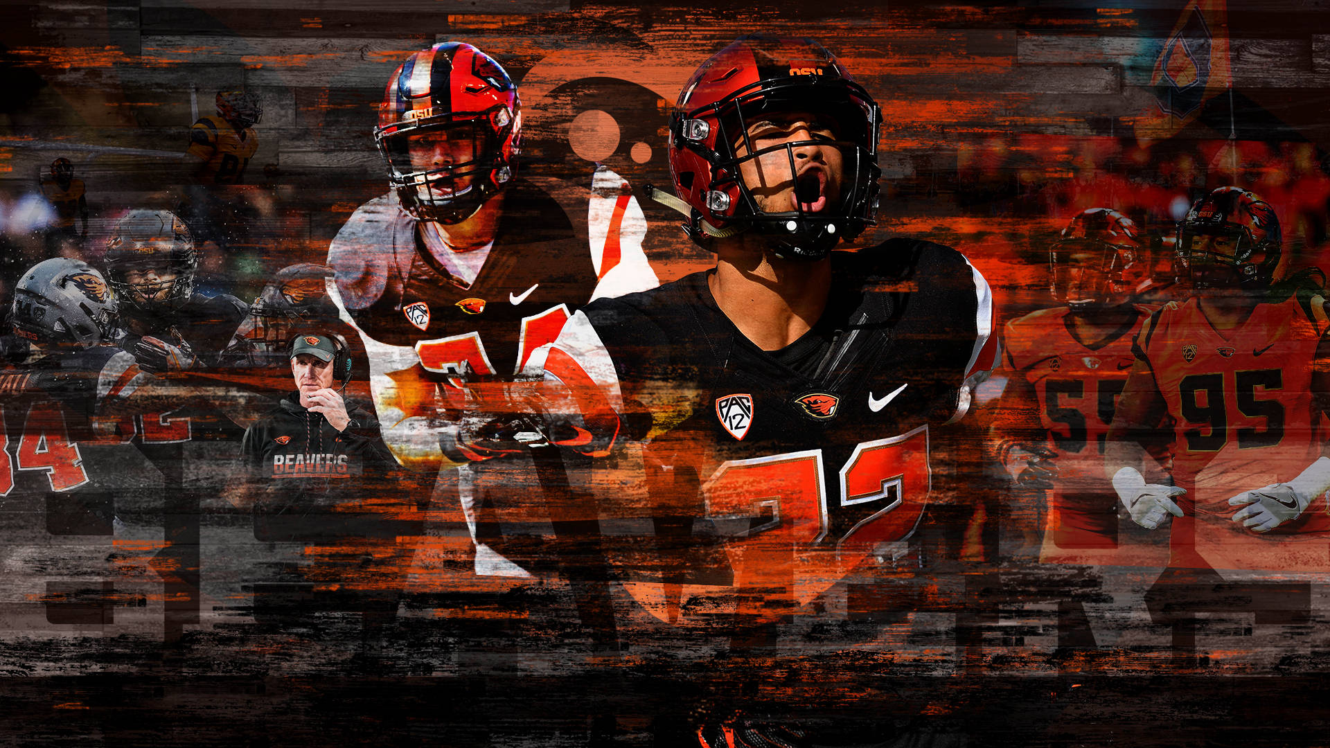 Oregon State University Football Players Celebrating Background