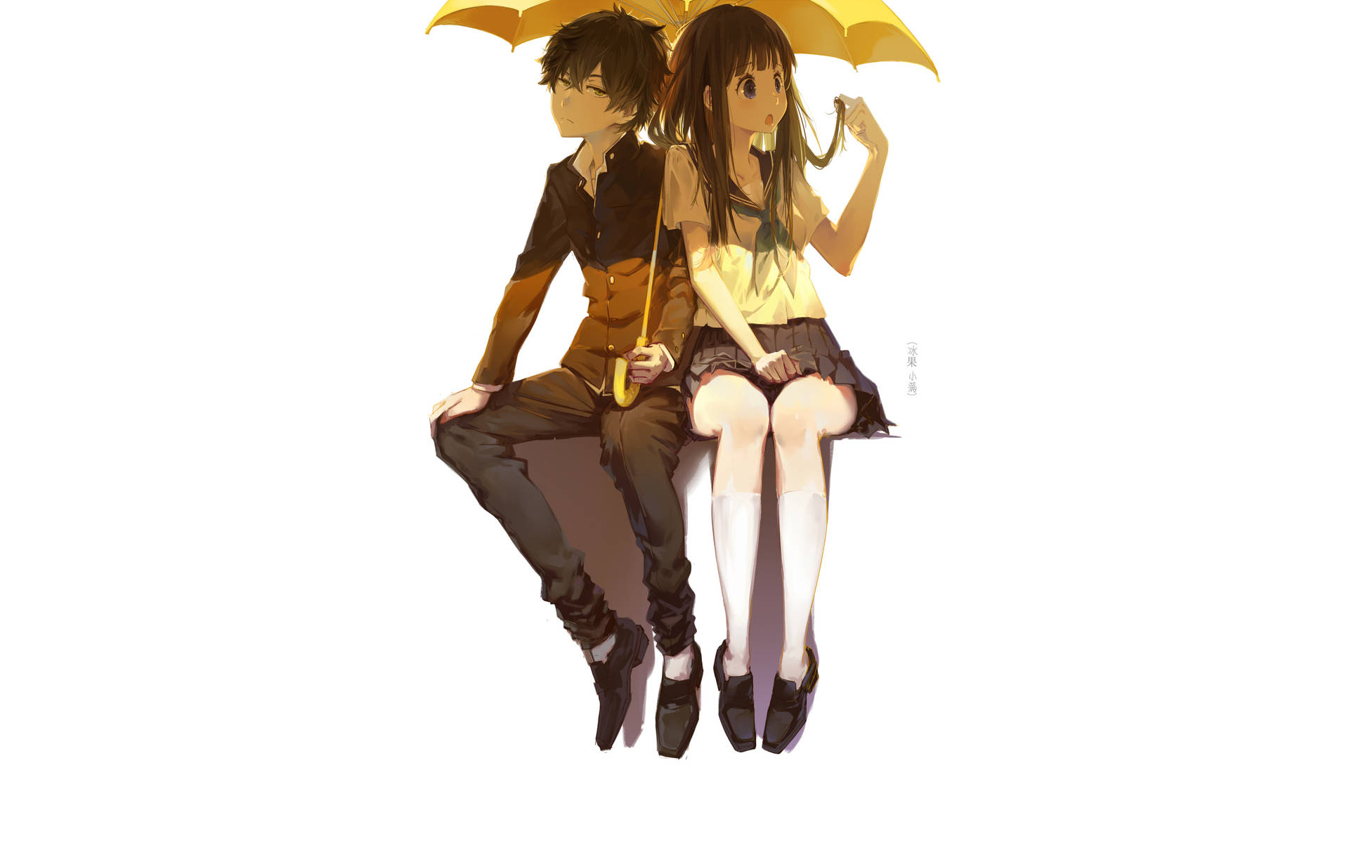 Oreki Houtarou Yellow Umbrella Background
