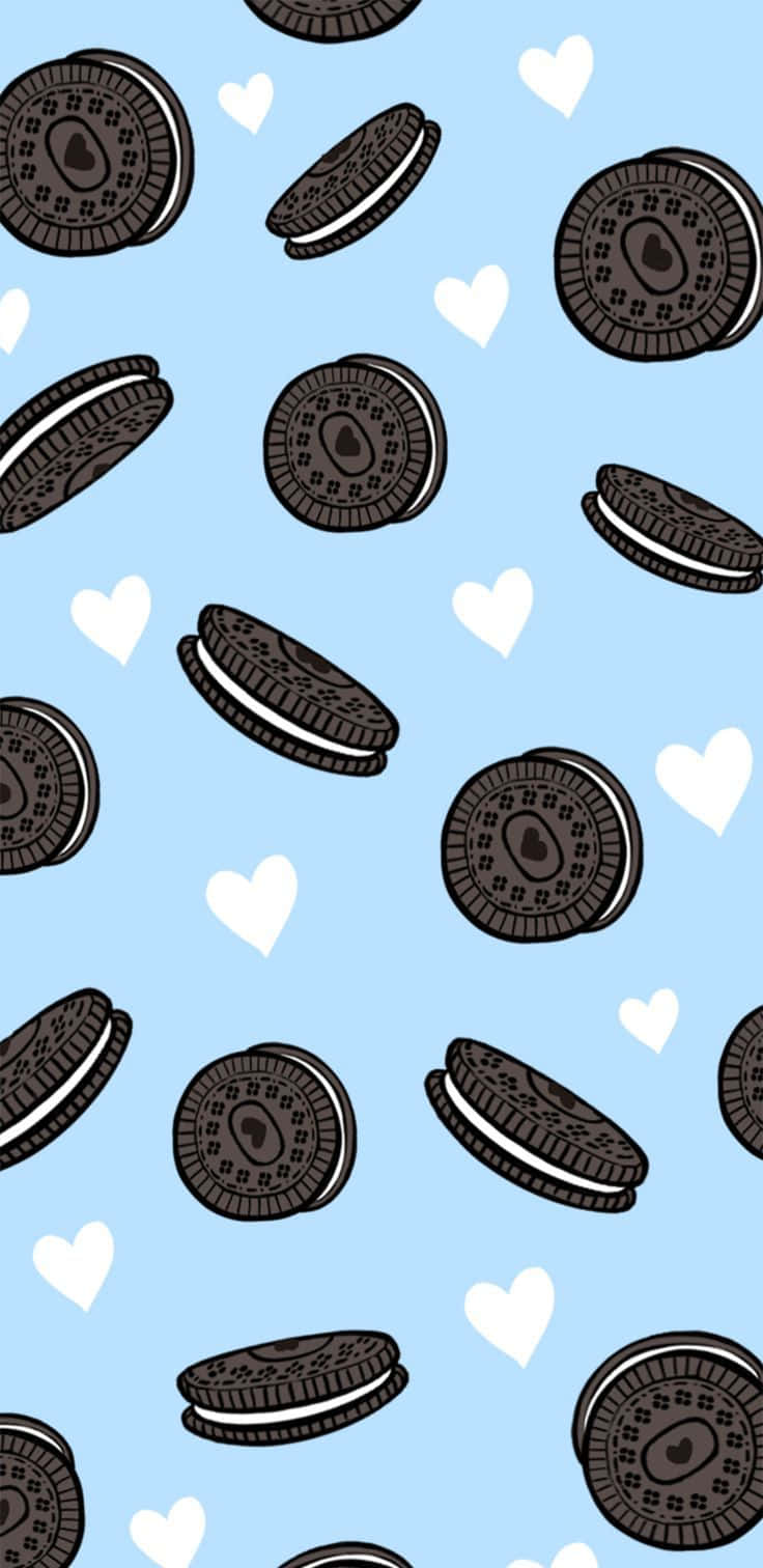 Oreo Cookies On A Blue Background Background