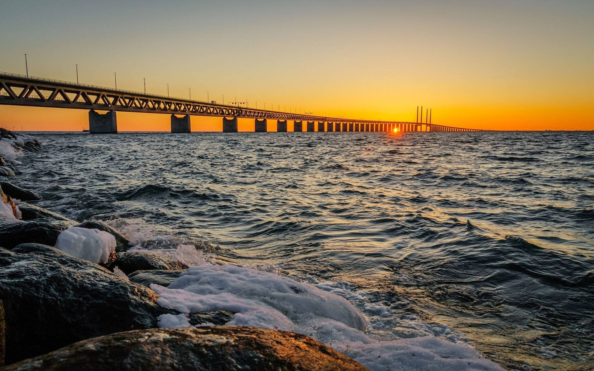 Oresund Bridge Clear Sky Background