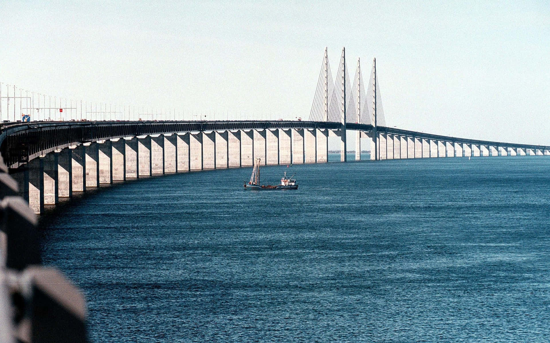 Oresund Bridge Copenhagen And Sweden Background