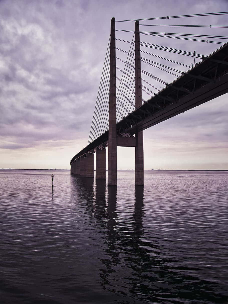 Oresund Bridge Double-track Railway Baltic Sea Background