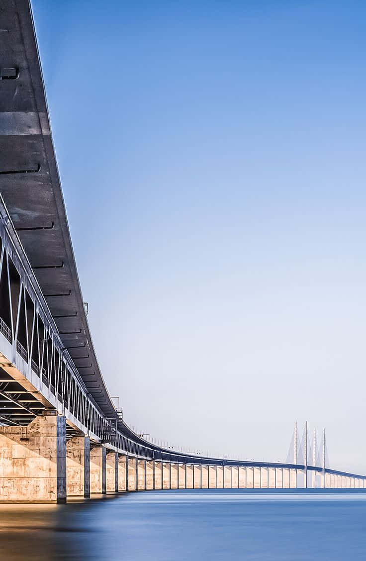 Oresund Bridge Long Curve Scandinavian Sea Background