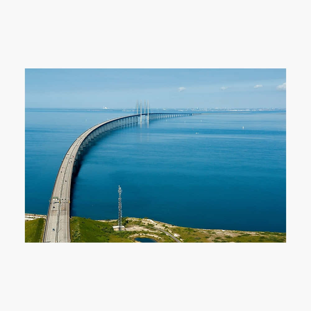 Oresund Bridge Nature Landscape Drone Shot Background