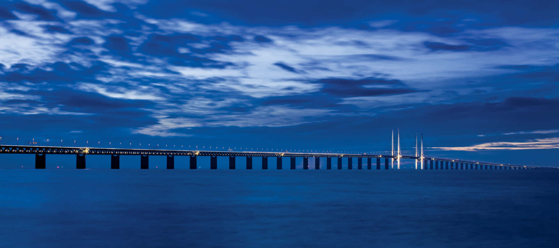Oresund Bridge Panoramic Night Background