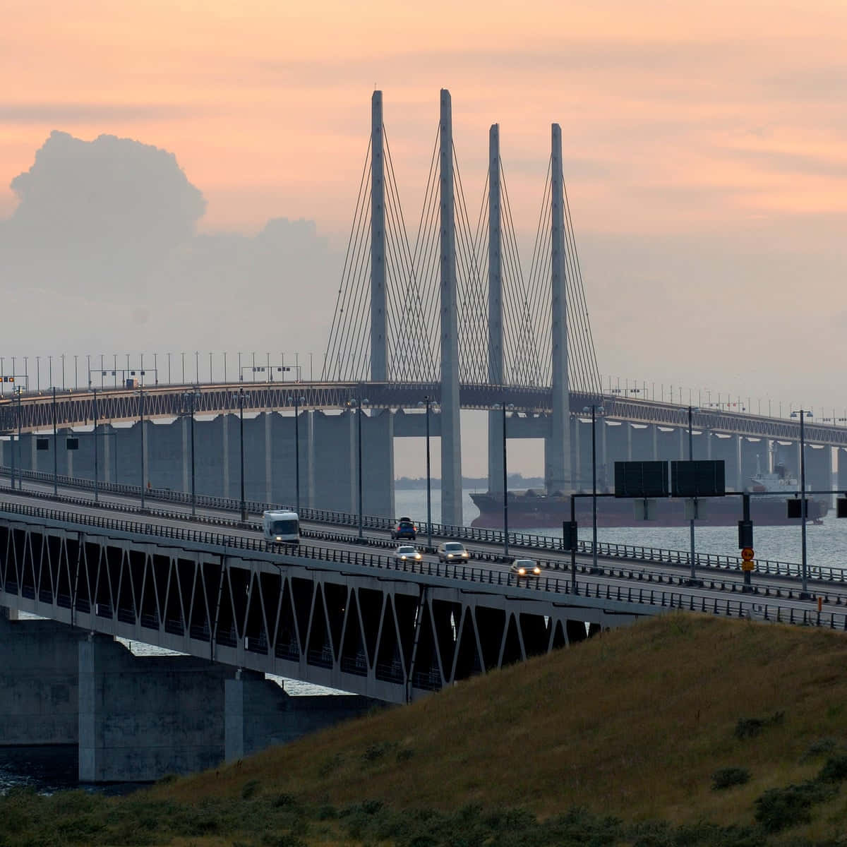Oresund Bridge Section Malmo Sweden Background