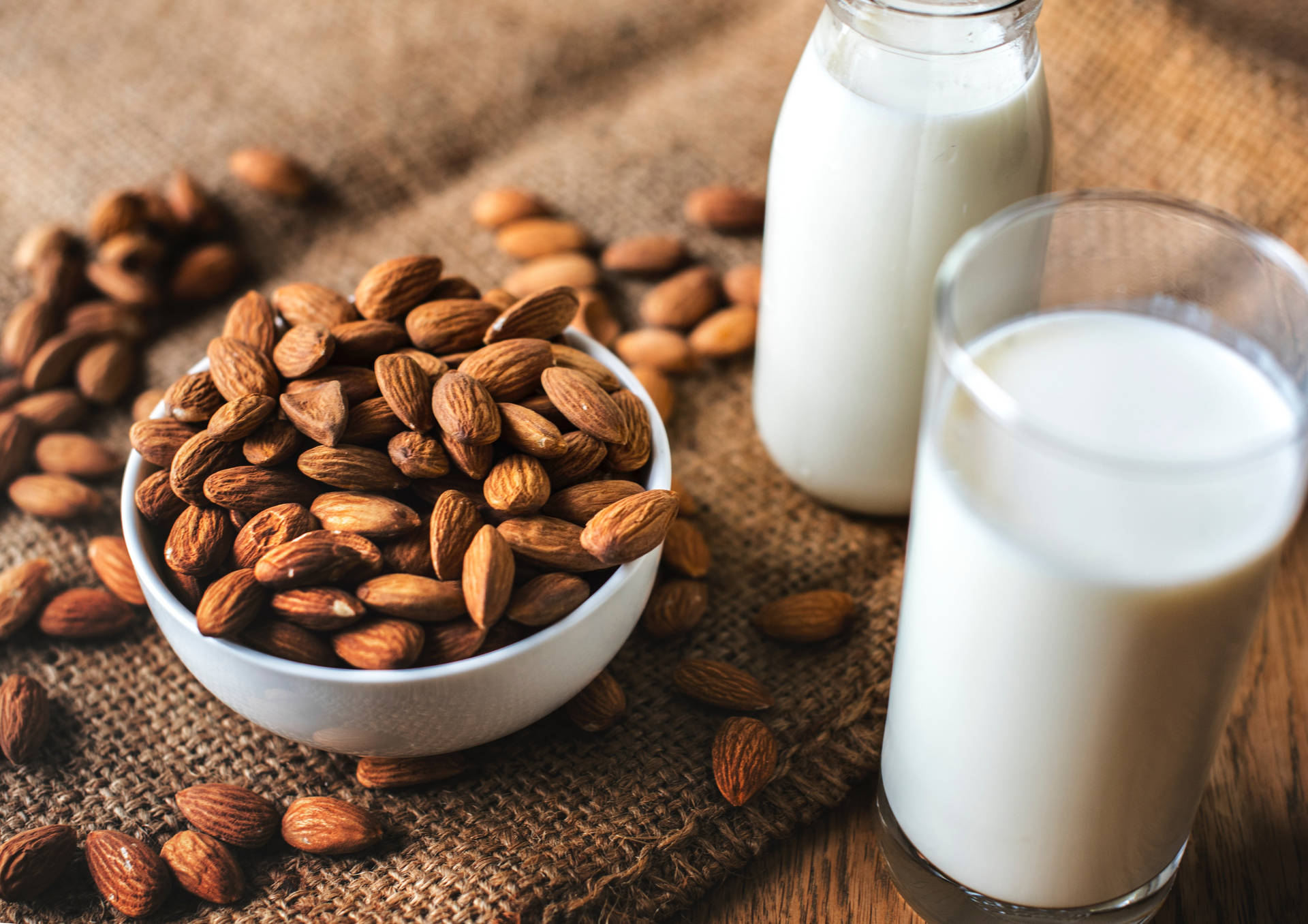 Organic Almond Milk Background