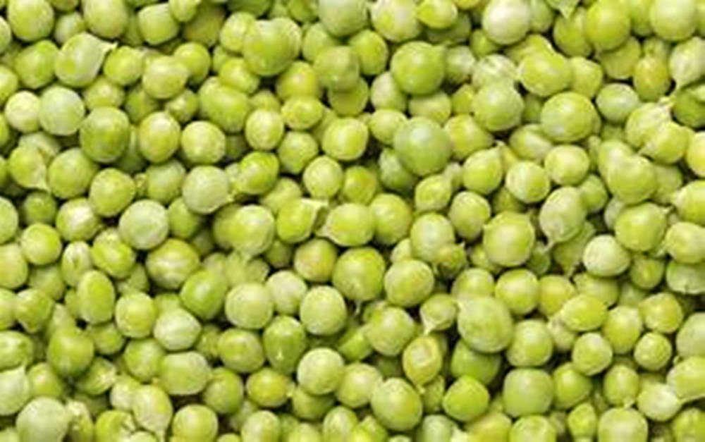 Organic Vegetable Green Peas Stack Top View Background