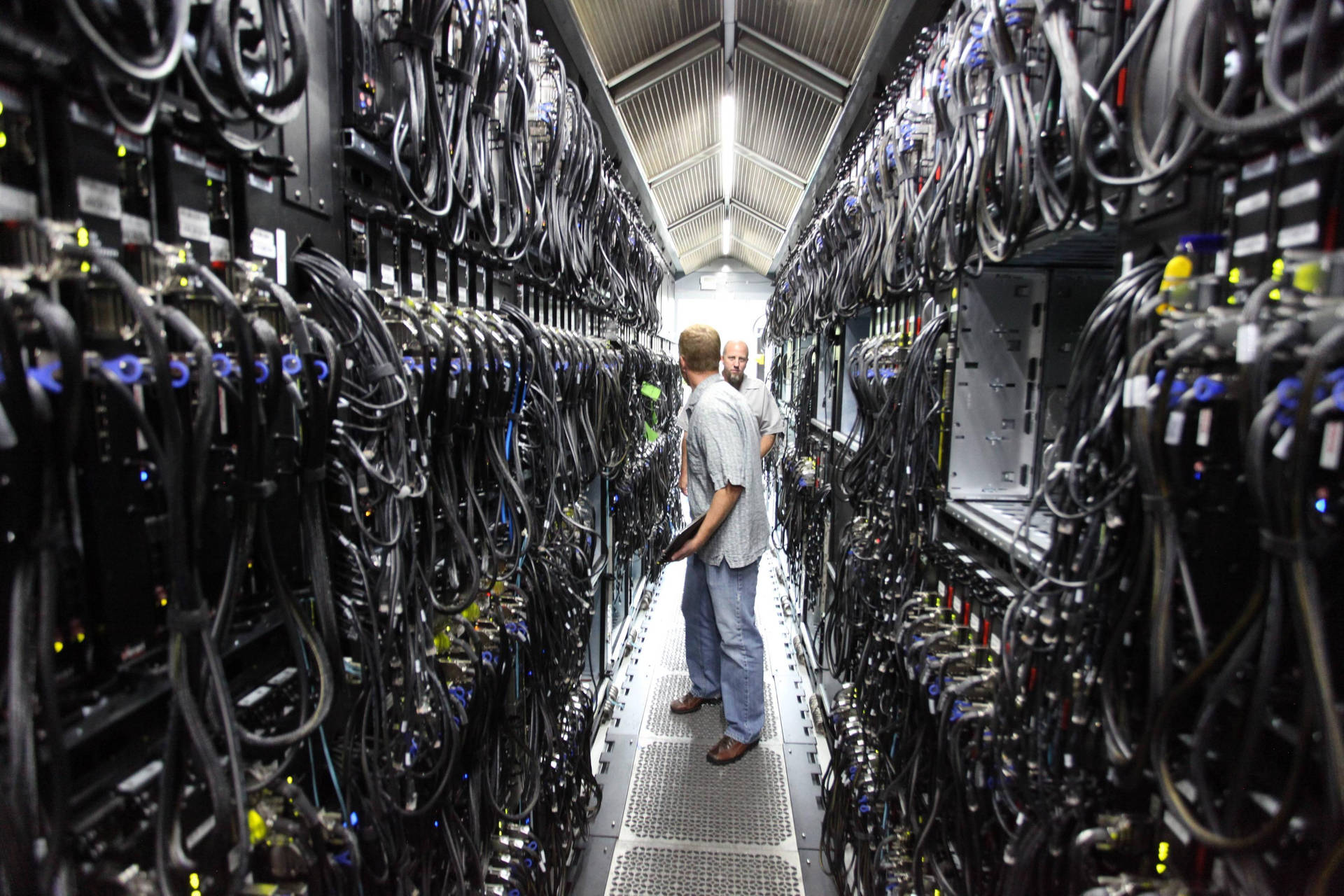 Organized Cables At Data Center Background