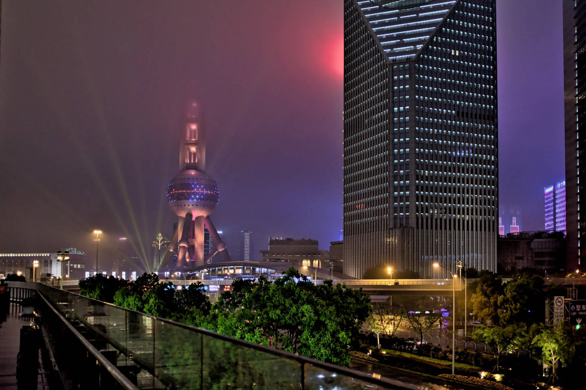 Oriental Pearl Tower Night City Background