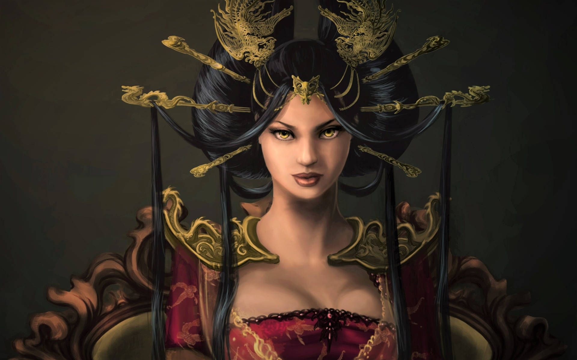 Oriental Woman Fantasy Art Background