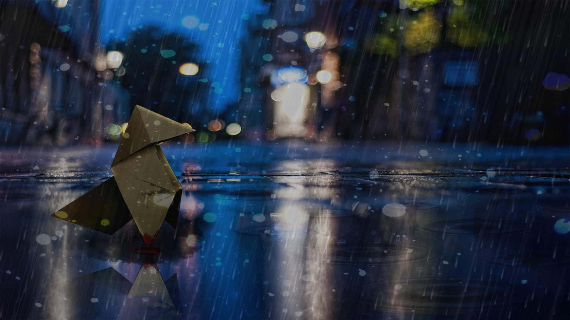 Origami Drenched In Rain 4k