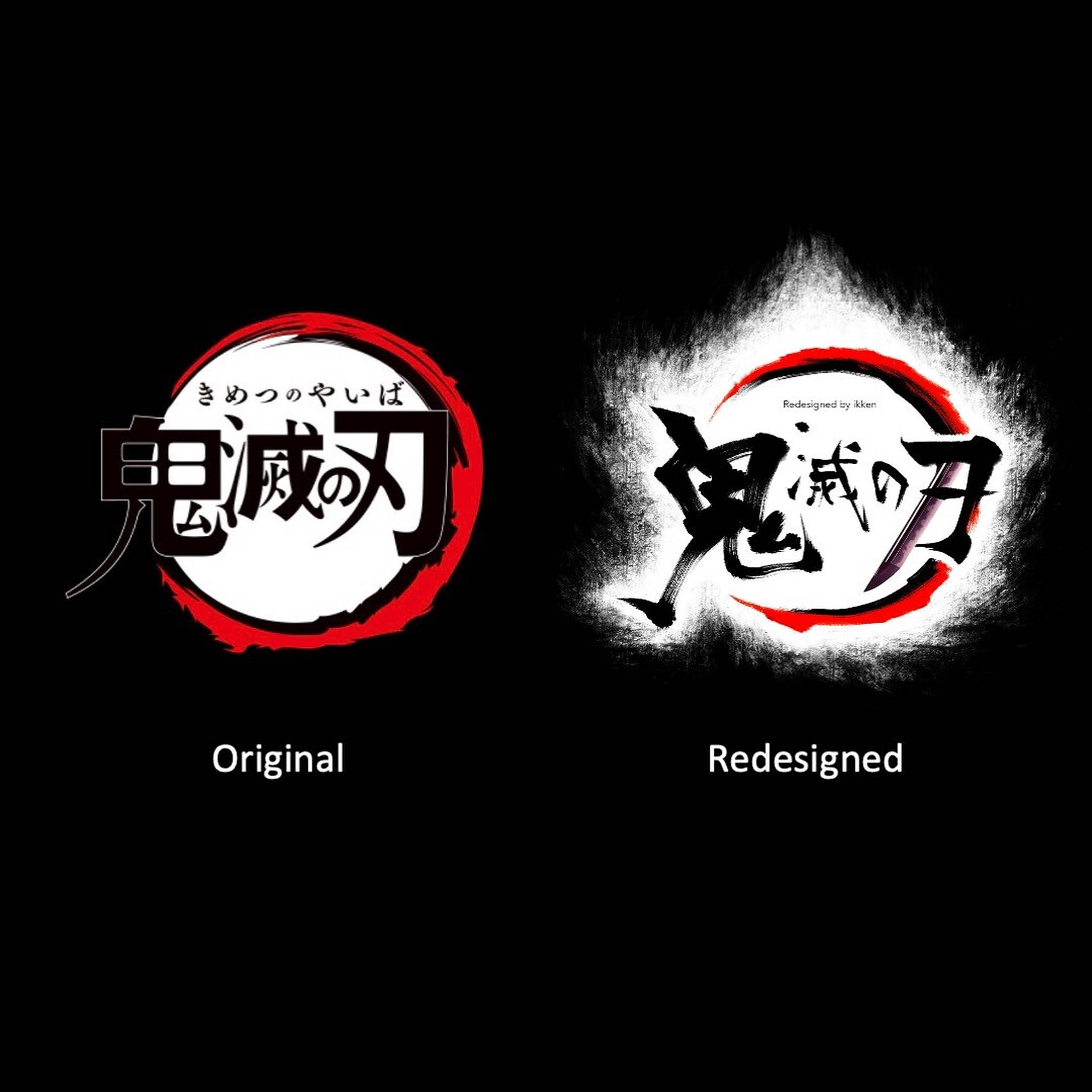 Original And Redesigned Demon Slayer Logo Background