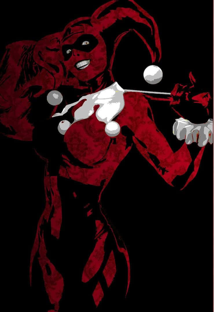 Original Harley Quinn Horror Red Portrait Background