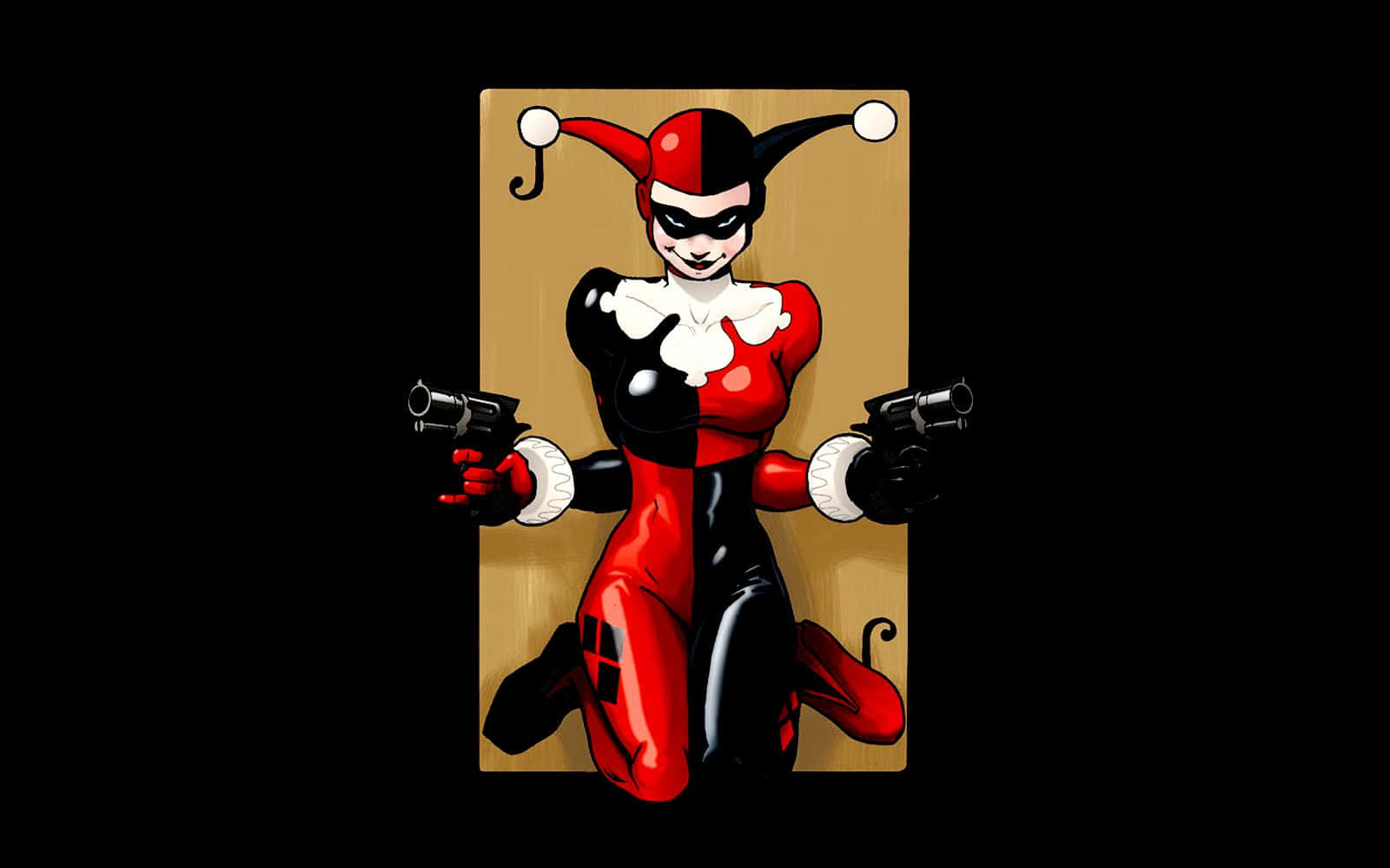 Original Harley Quinn On Gold Joker Card Background
