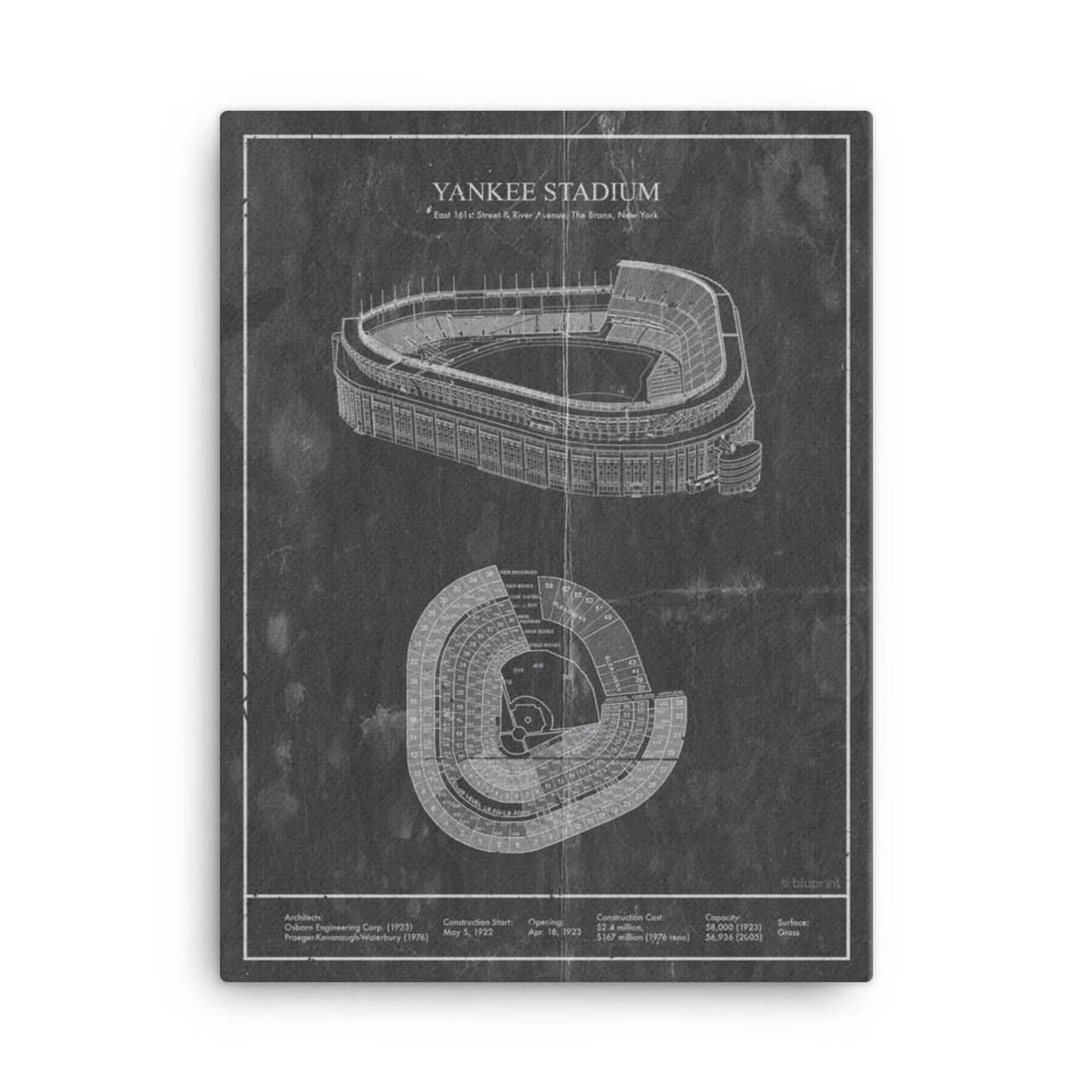 Original Yankee Stadium Blue Print Background