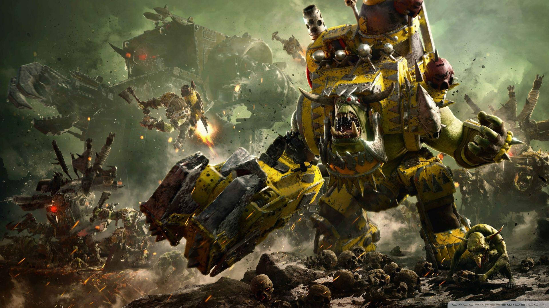 Orks In Battle Warhammer 40k Hd Background