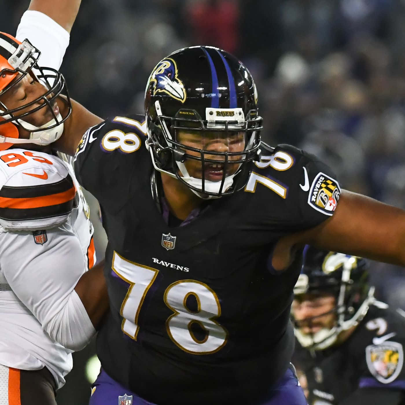 Orlando Brown Jr. Black Baltimore Ravens Jersey Background