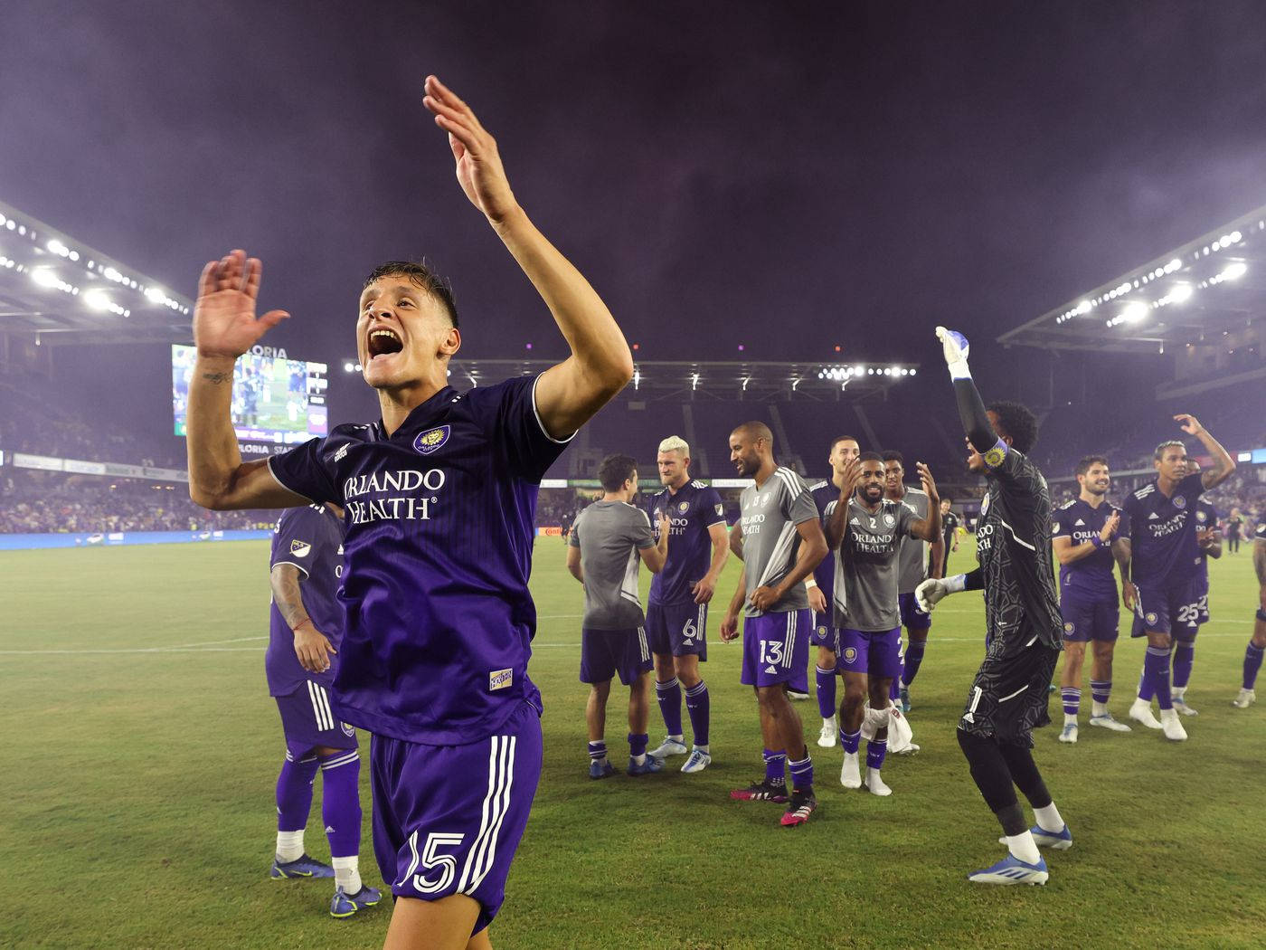 Orlando City Team Players Soccer Victory Background