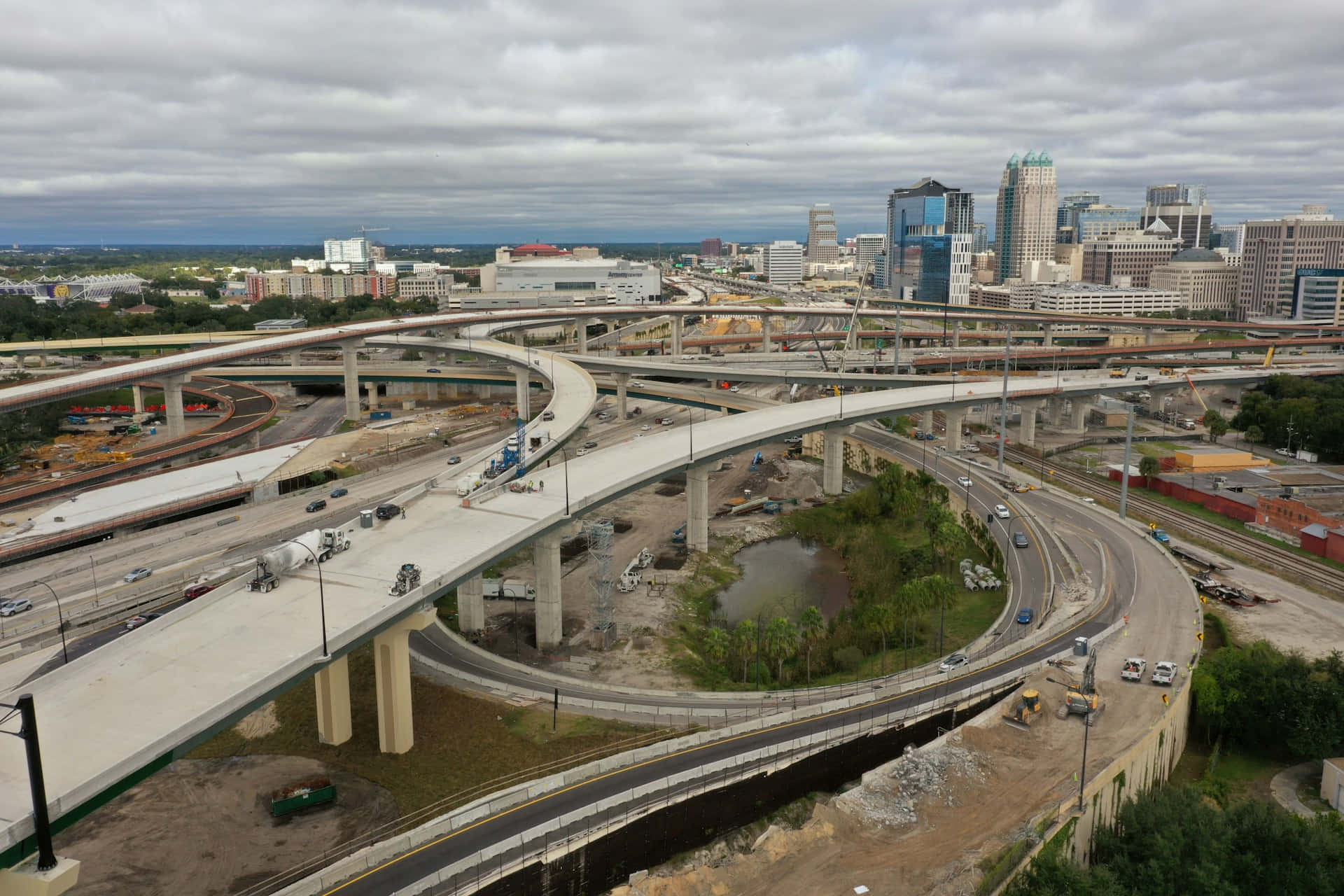 Orlando Highway Interchange Aerial View Background