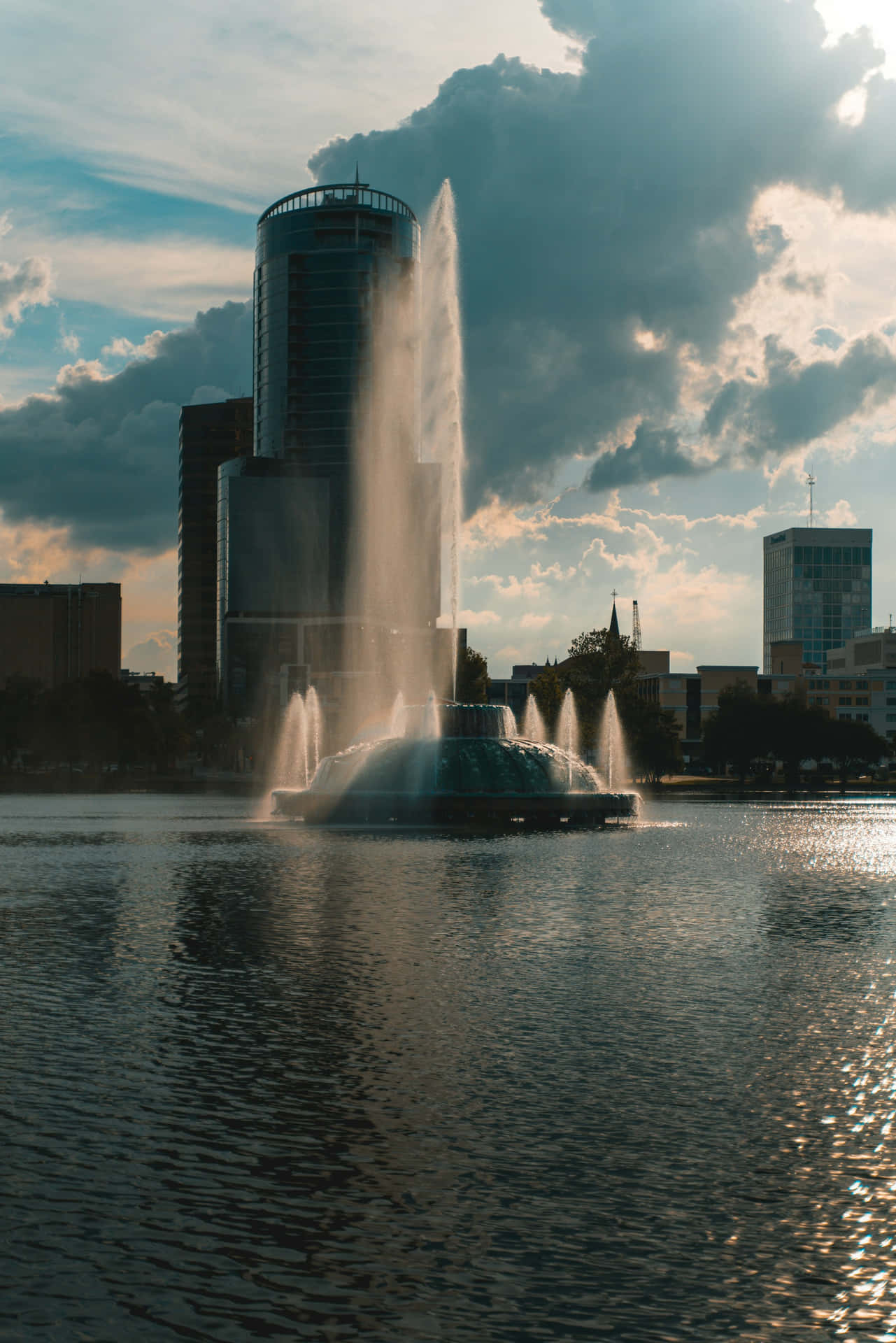 Orlando Lake Eola Fountain Sunset Background