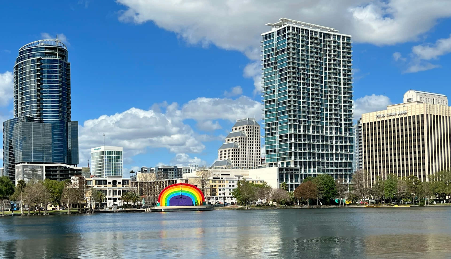 Orlando Lake Eola Park Skyline Background