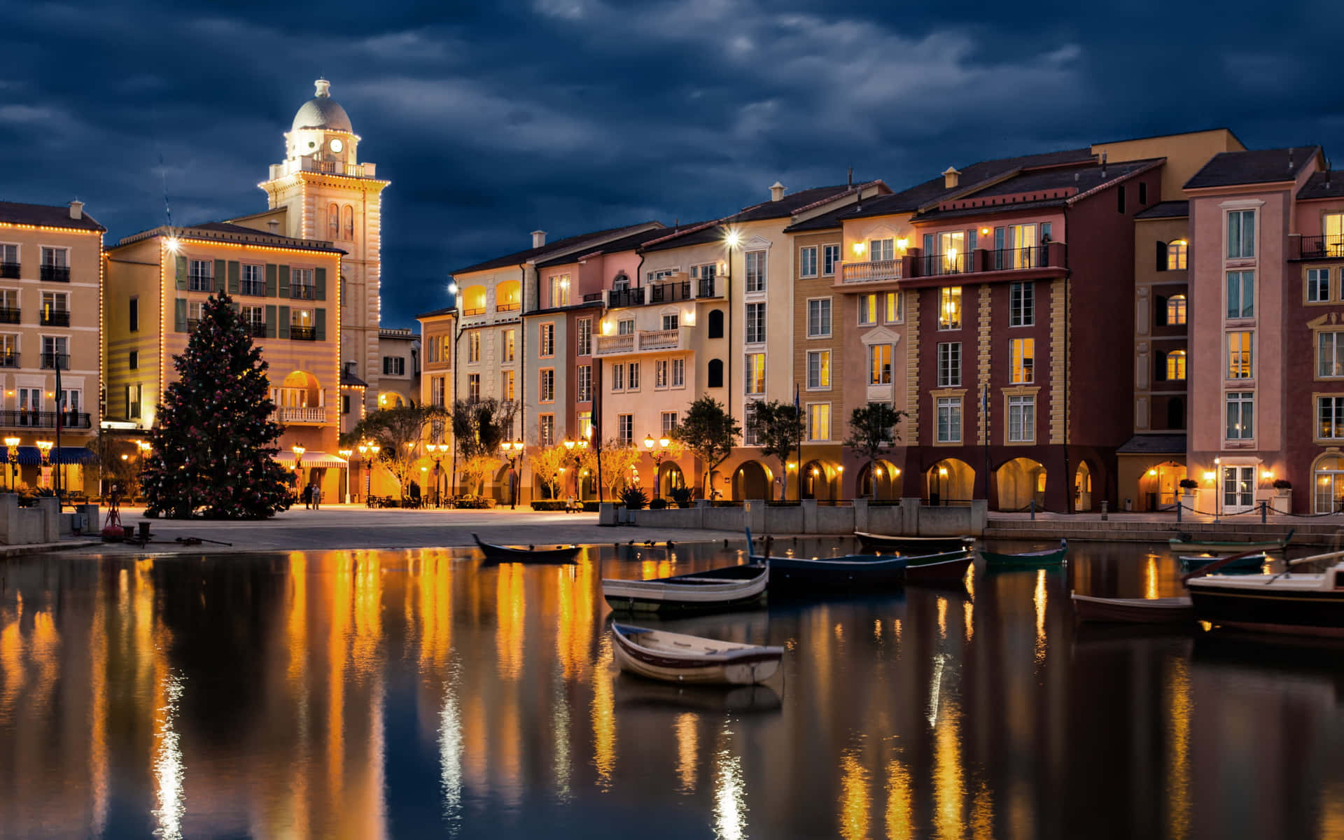 Orlando Lakefront Evening View Background