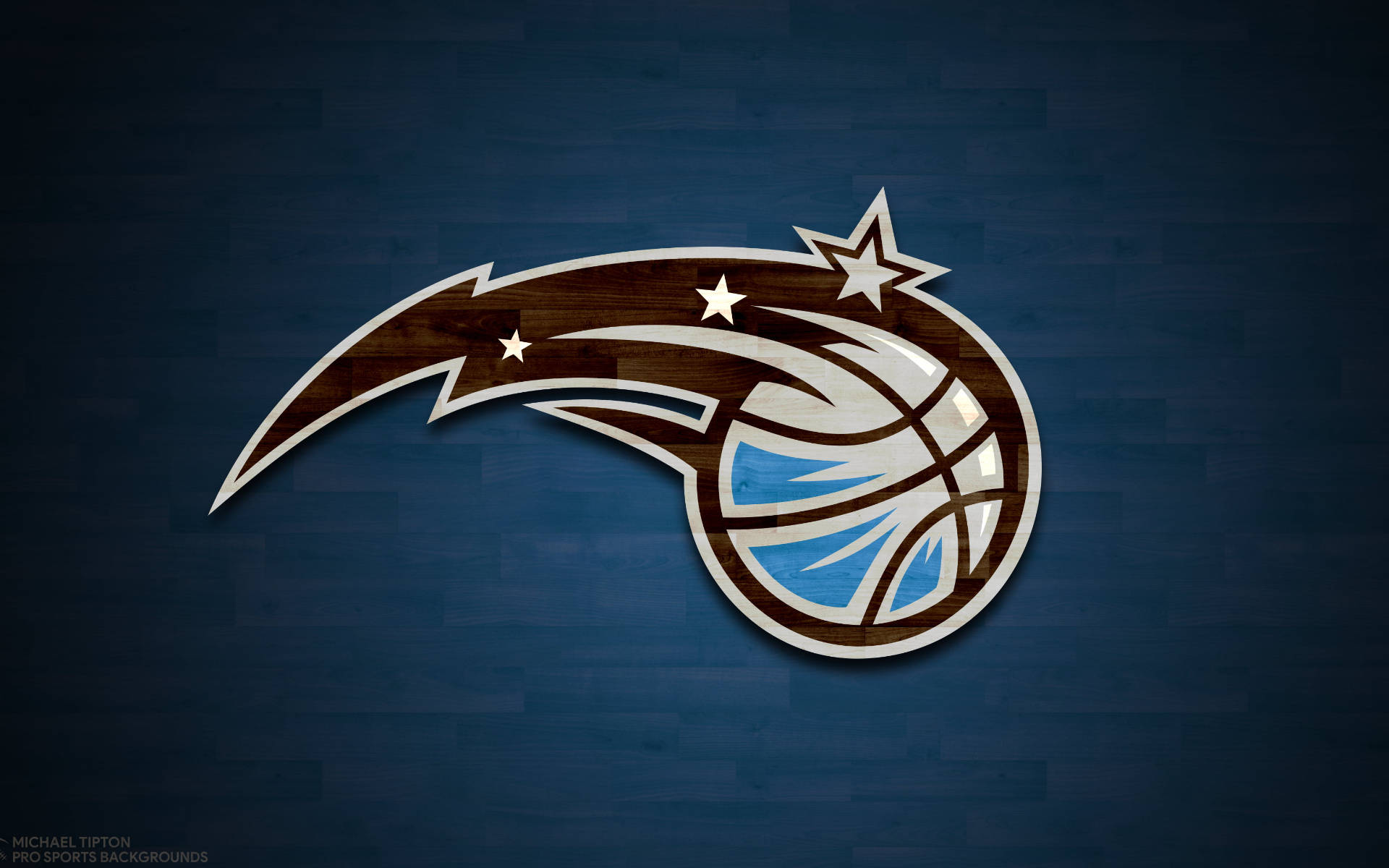 Orlando Magic Logo In Blue Wood Background