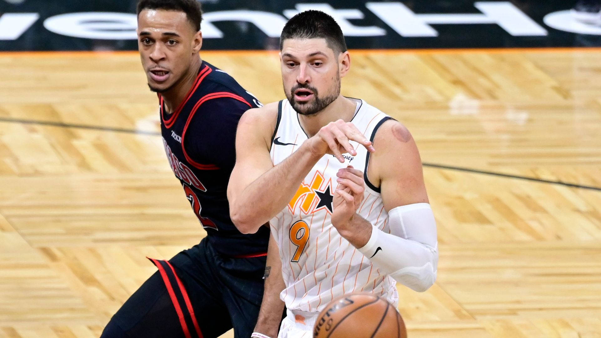 Orlando Magic Nikola Vucevic Passing The Ball