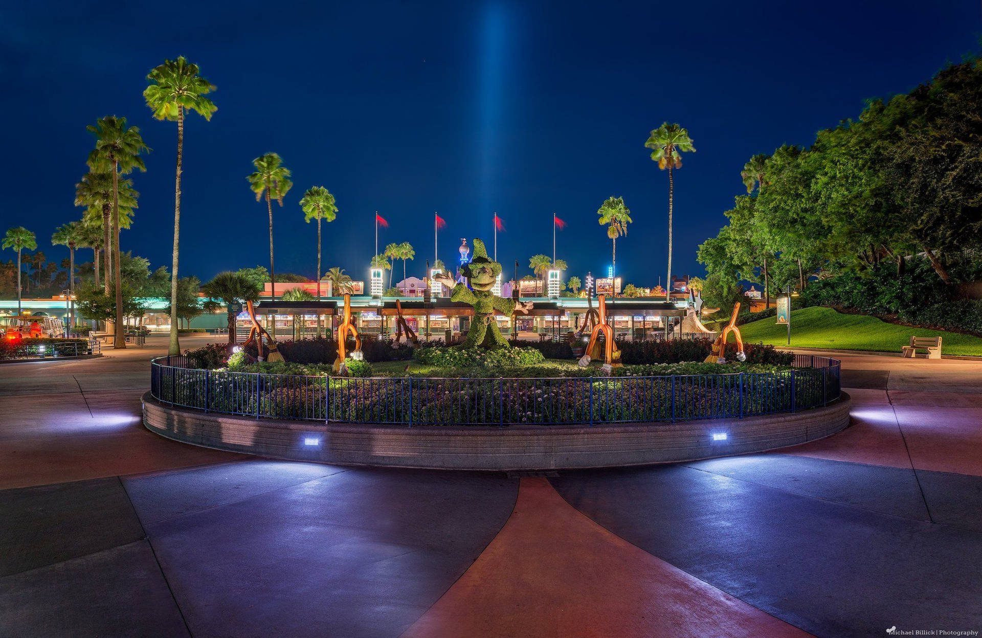 Orlando Theme Park Entrance Night Background