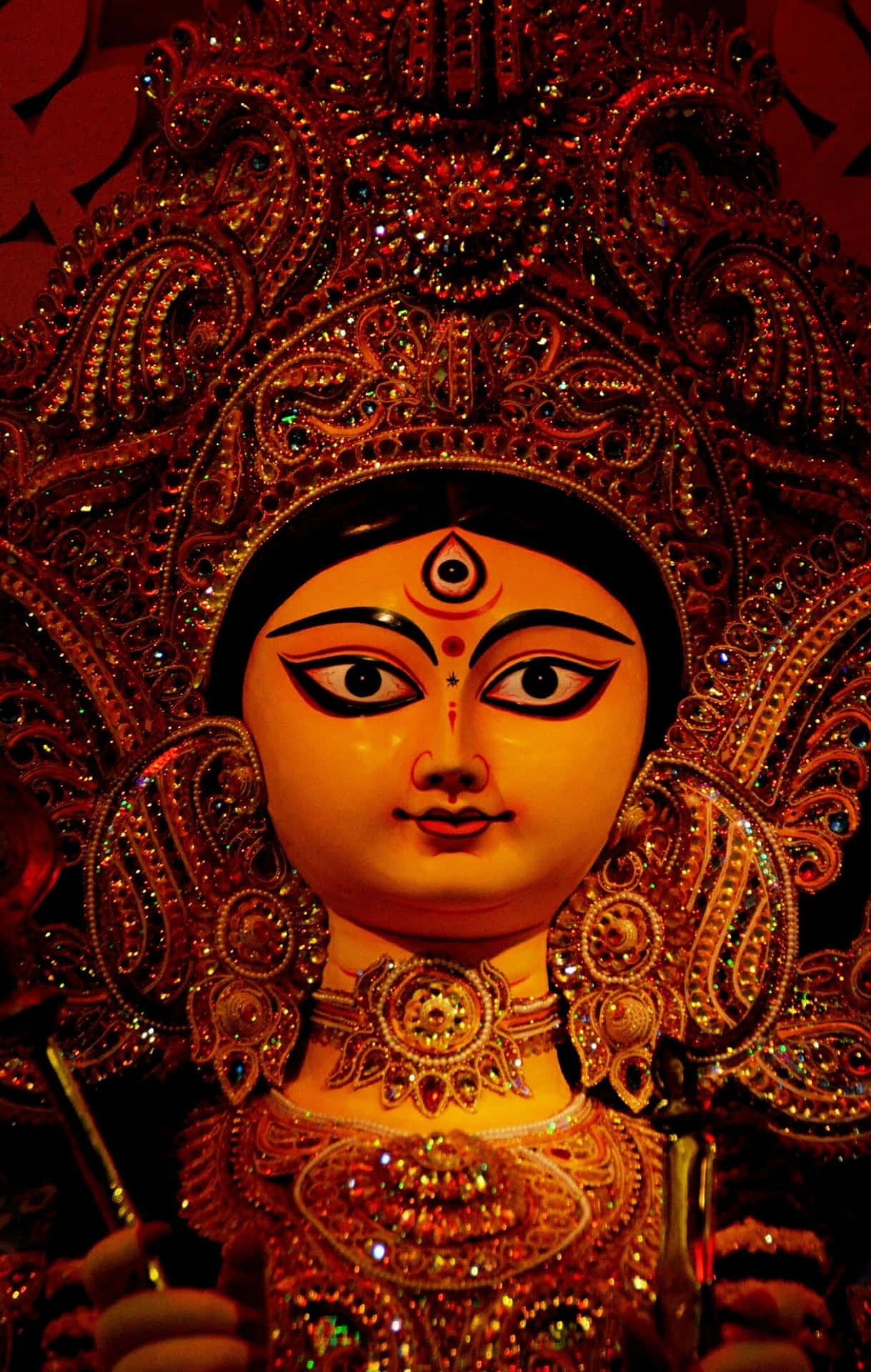 Ornate Durga Idol Closeup Background