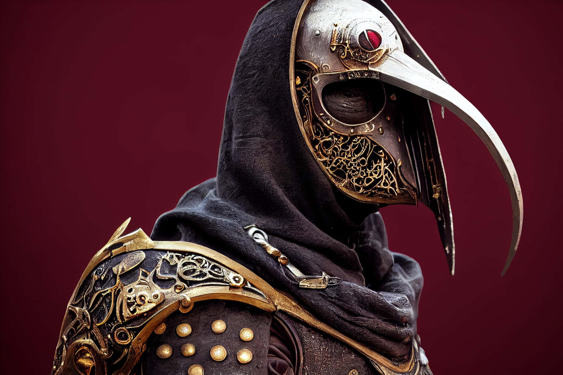 Ornate Plague Doctor Costume Background