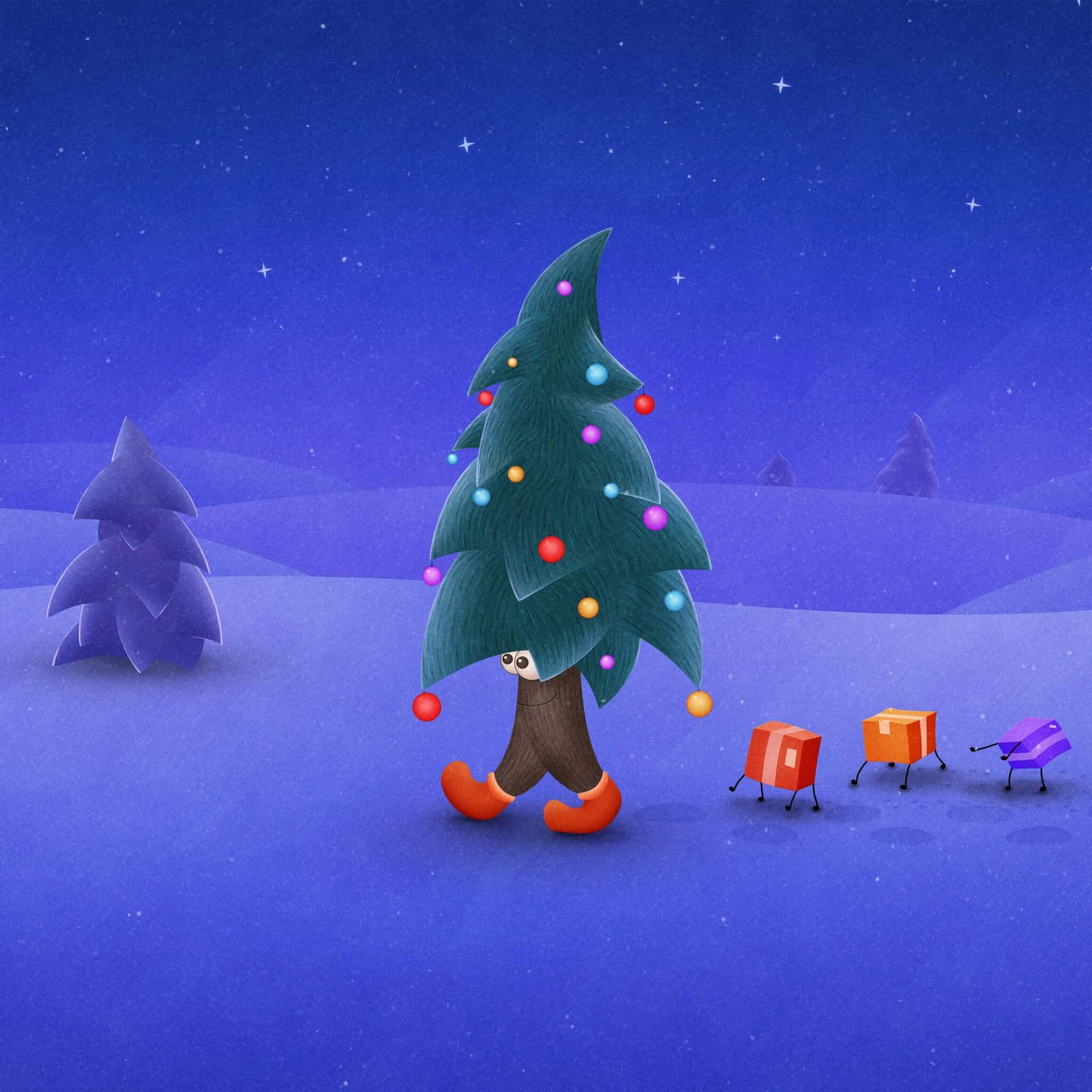 Ornery Walking Christmas Tree Background