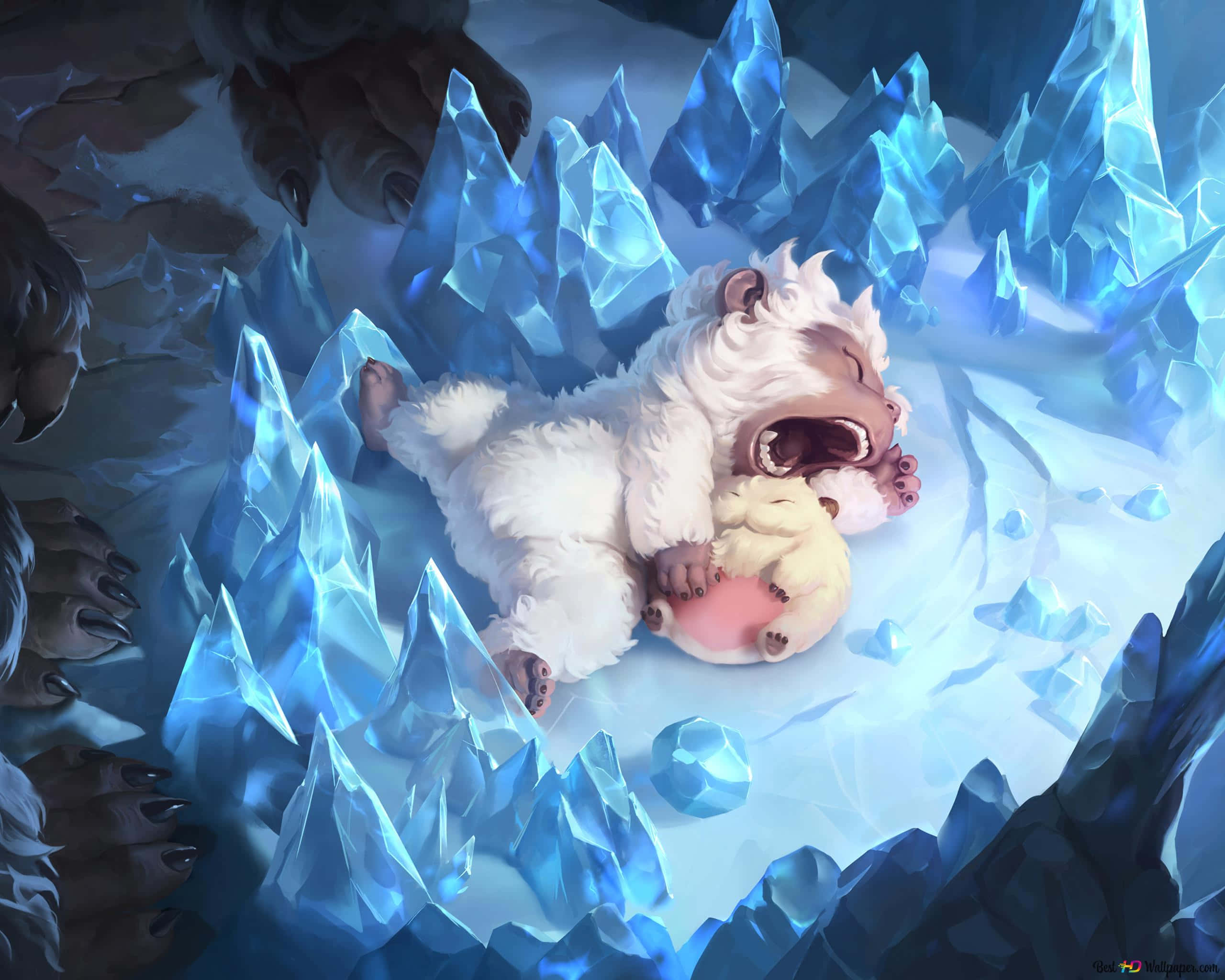 Ornery Yeti In Ice Background