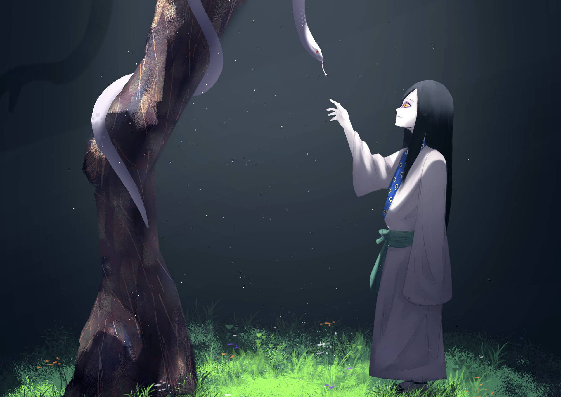 Orochimaru With A Snake Background